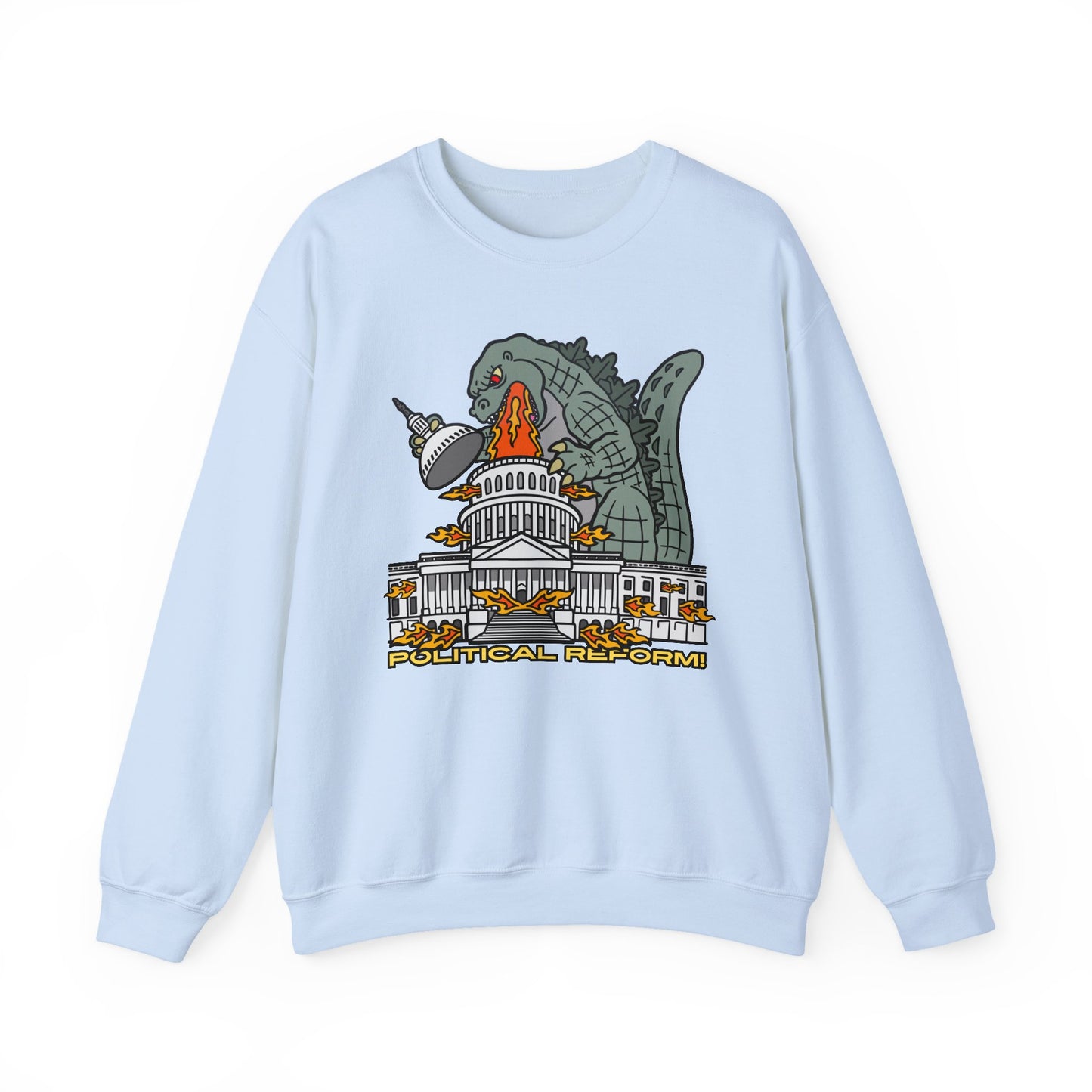Godzilla Political Reform Sweatshirt | Unisex Heavy Blend Crewneck