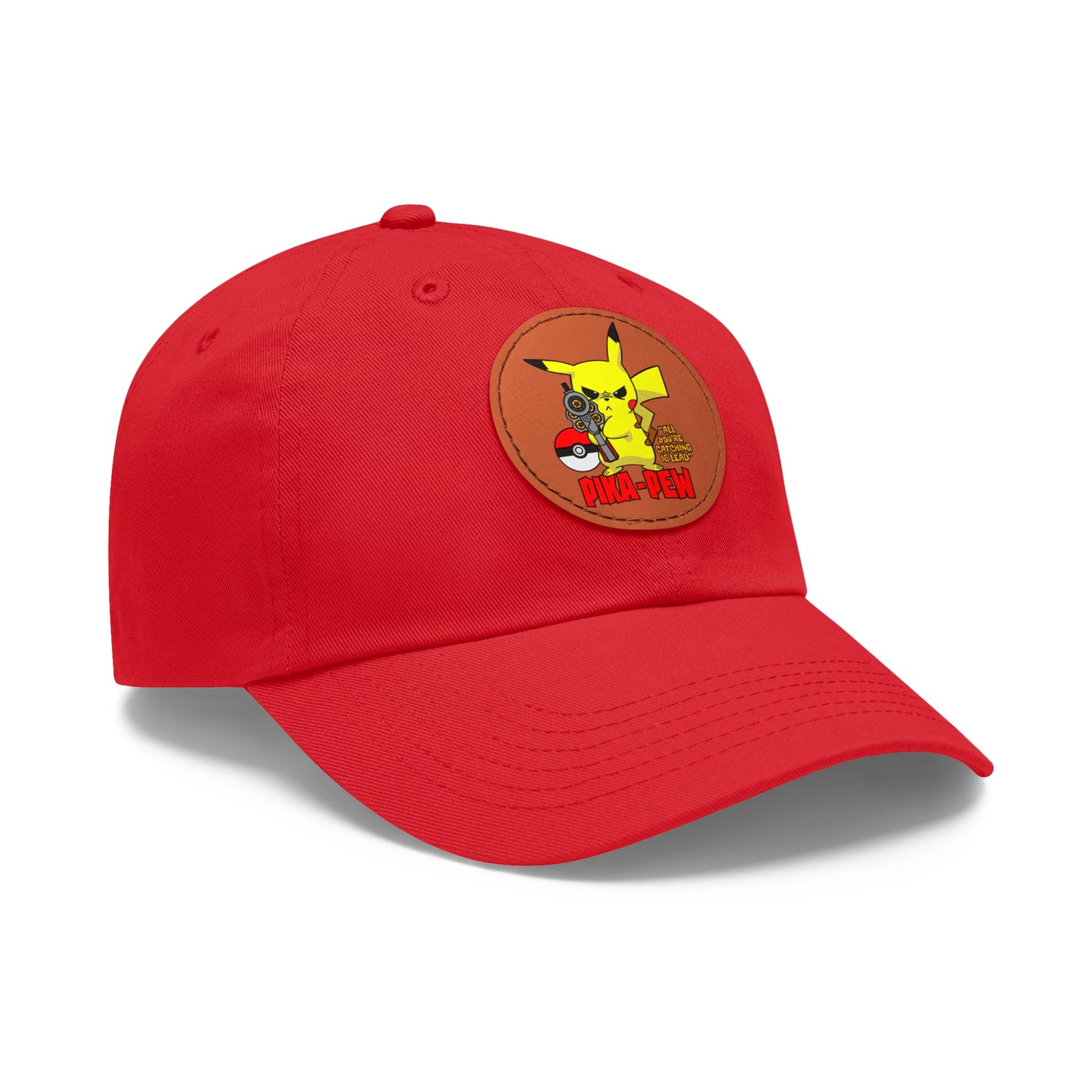 P-Pew Dad Hat with Leather Patch (Round)