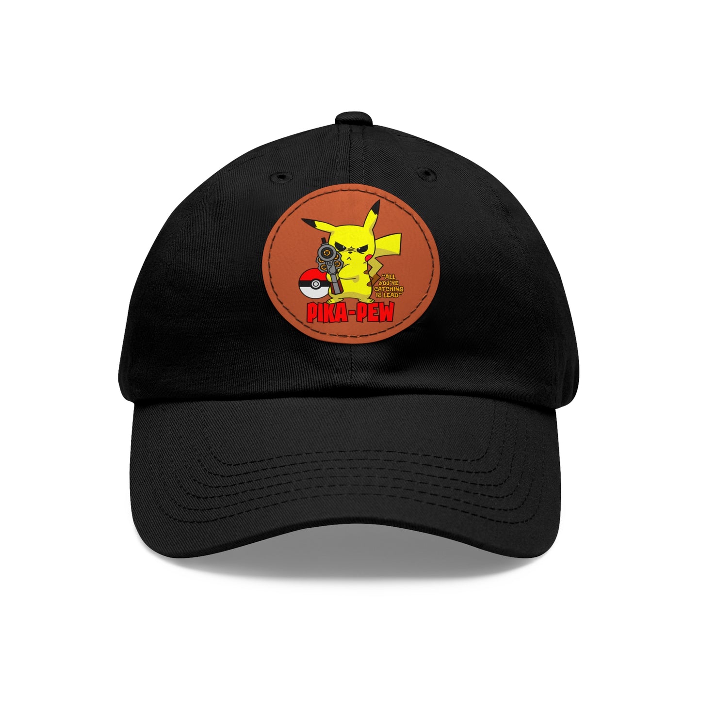 P-Pew Dad Hat with Leather Patch (Round)