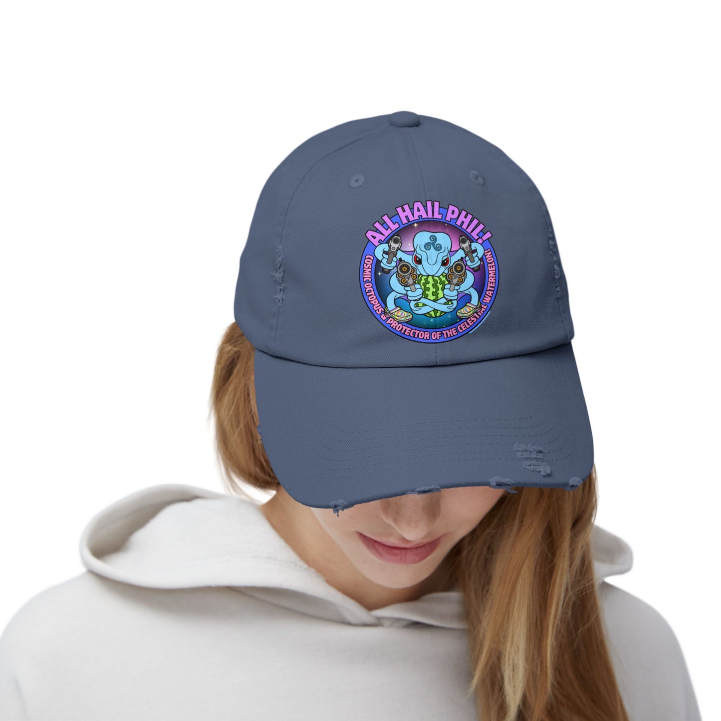 Cosmic Octopus! Unisex Distressed Cap