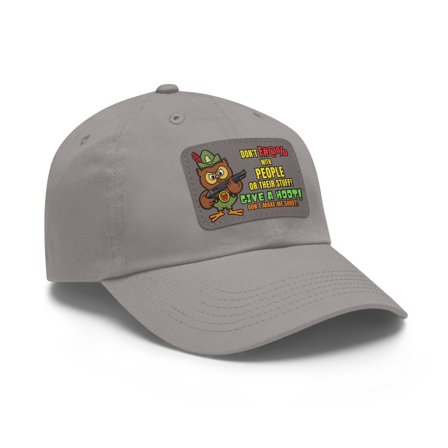 Give a Hoot! Dad Hat with Leather Patch (Rectangle)