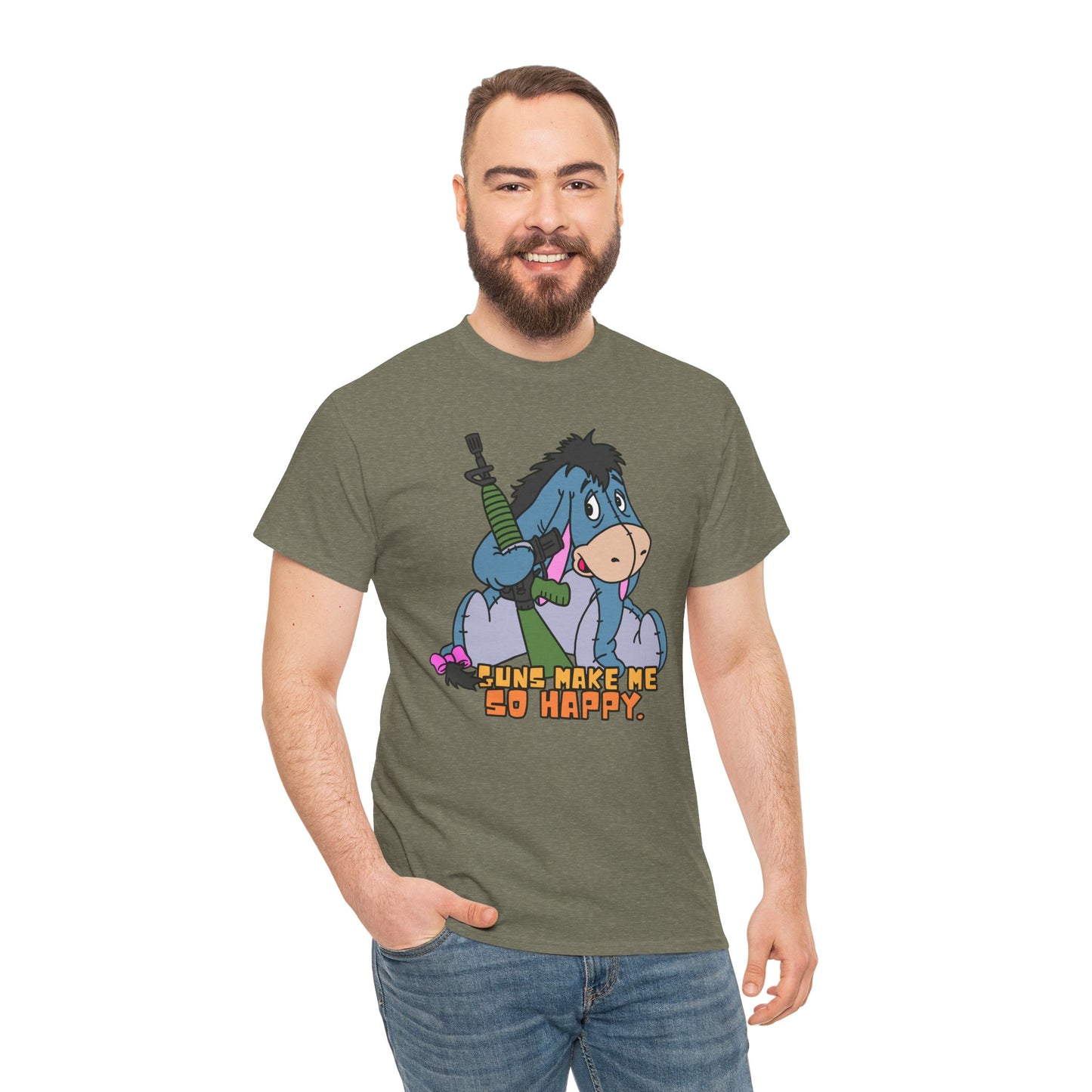 Eeyore Guns Make Me So Happy! Unisex Heavy Cotton Tee