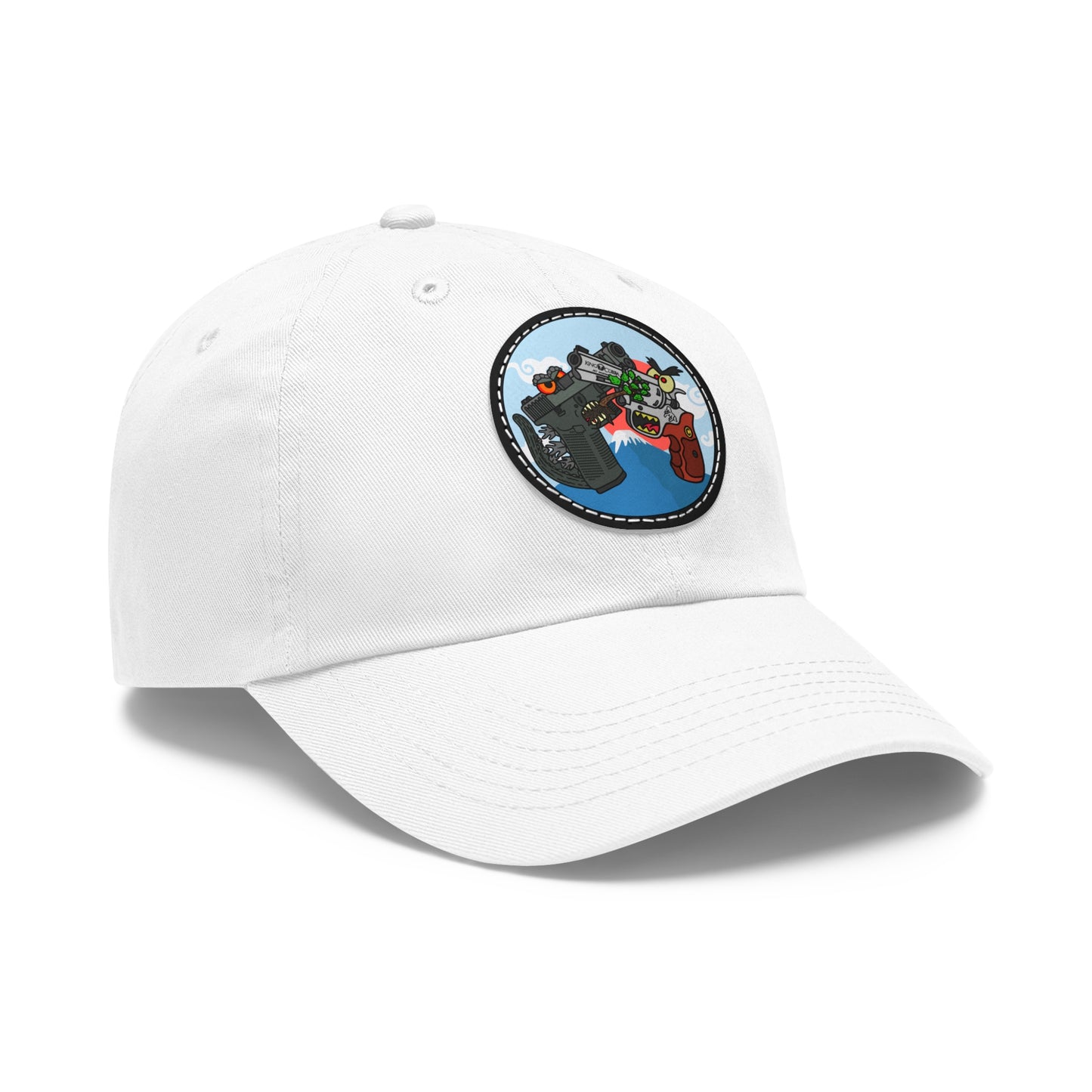 Glockzilla vs. King Cobra! Dad Hat with Leather Patch (Round)