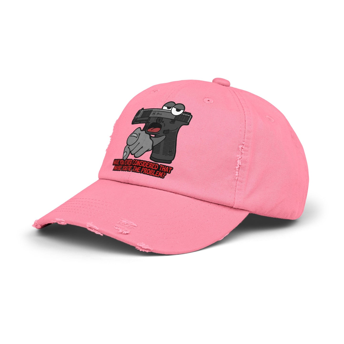 Glock "Maybe You're the Problem!" Unisex Distressed Cap - Fun Statement Hat with Gun Graphic - Perfect for Casual Outings and Gift Giving