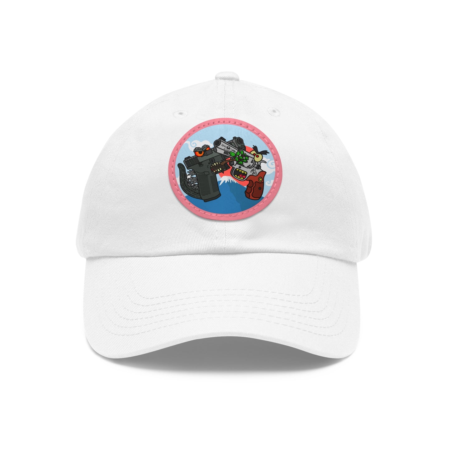 Glockzilla vs. King Cobra! Dad Hat with Leather Patch (Round)