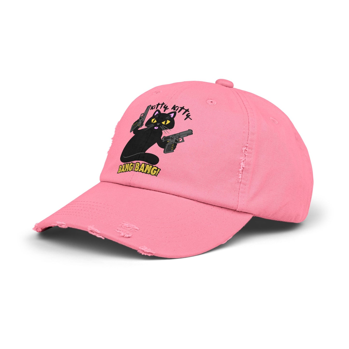 Unisex Distressed Cap - Kitty Kitty Bang Bang!