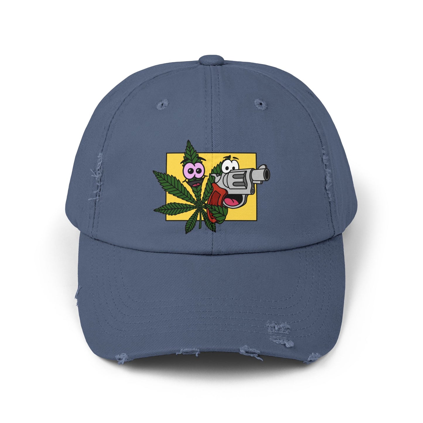 Weed & Guns! Unisex Distressed Cap