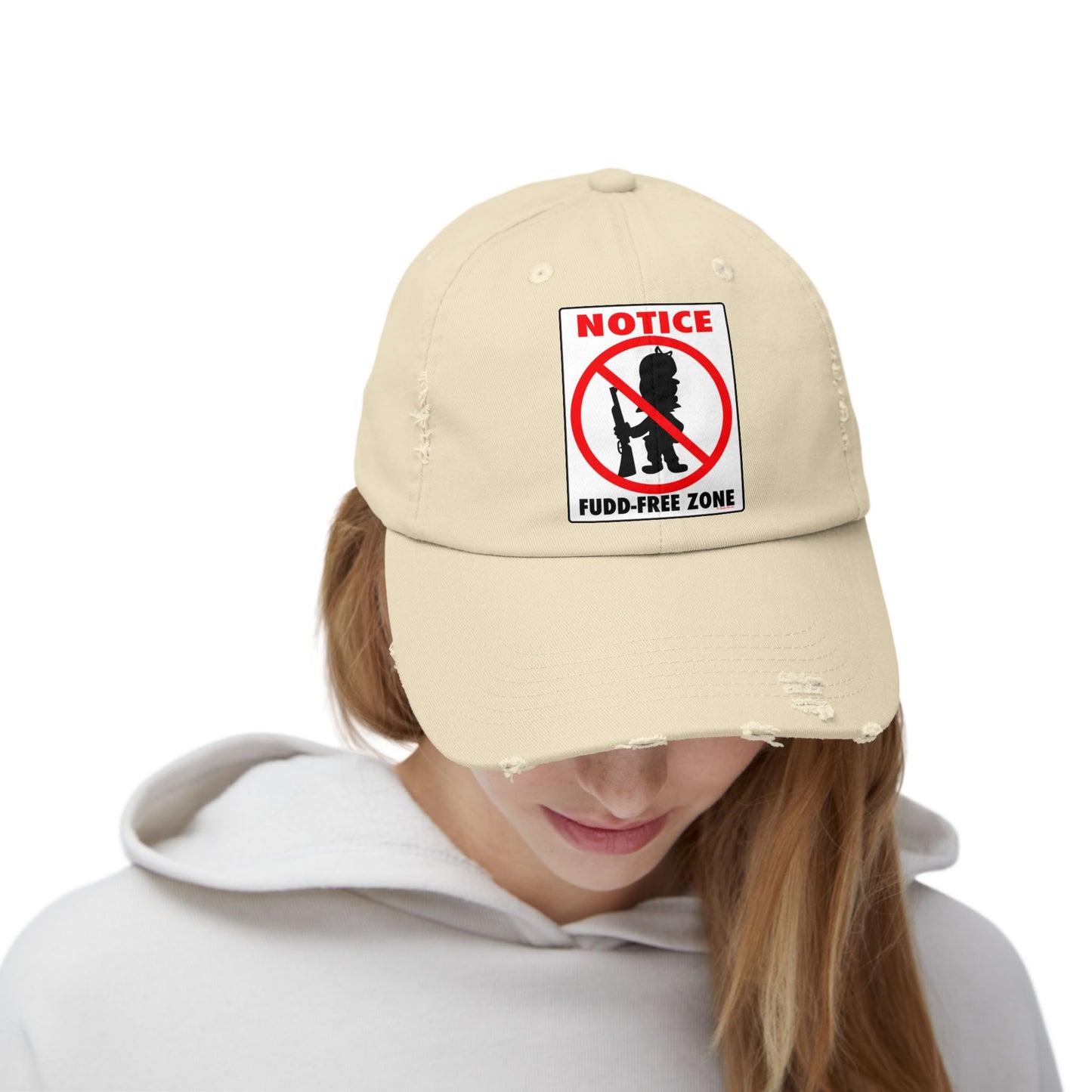Fudd Free Zone! Unisex Distressed Cap