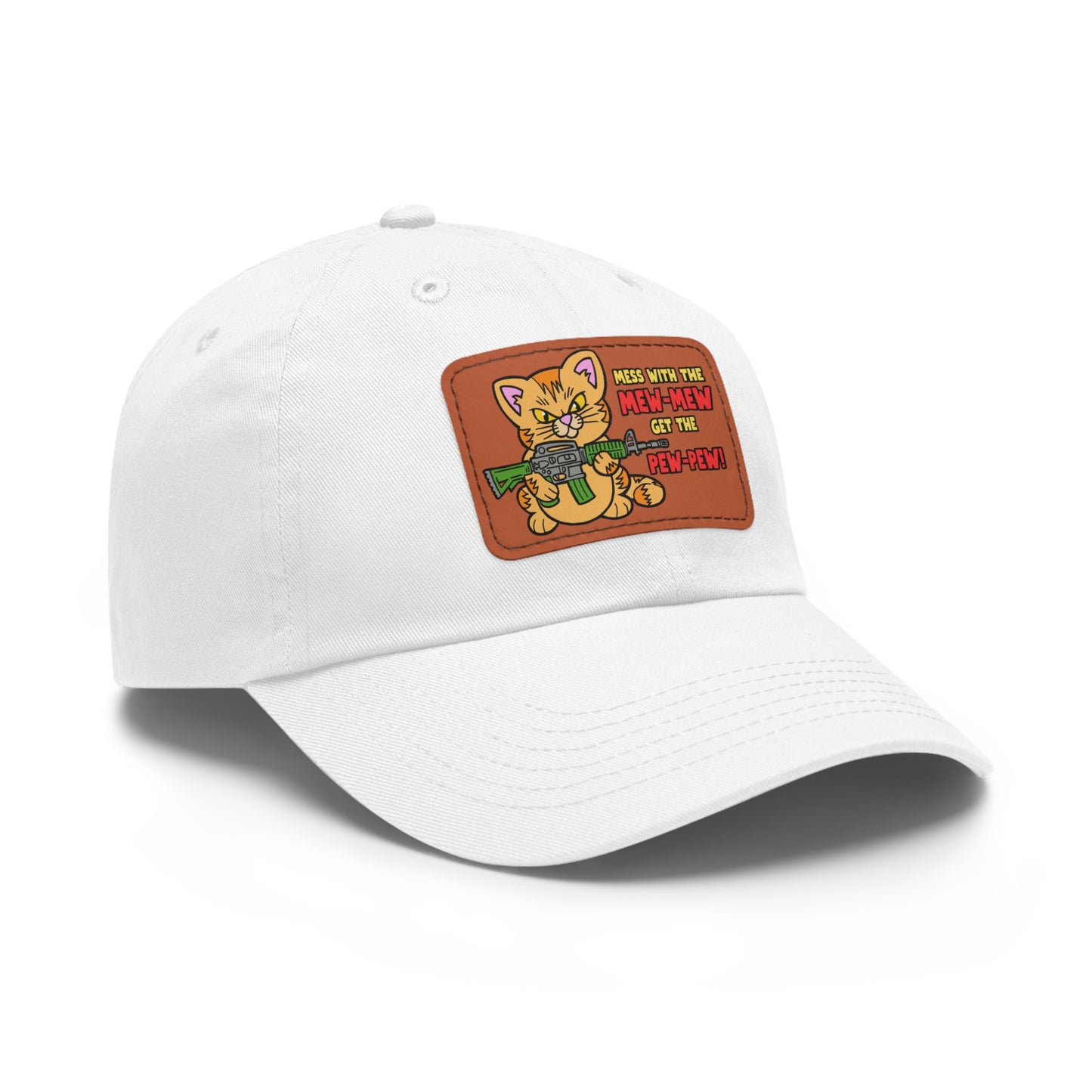Mew-Mew/Pew-Pew! Dad Hat with Leather Patch (Rectangle)