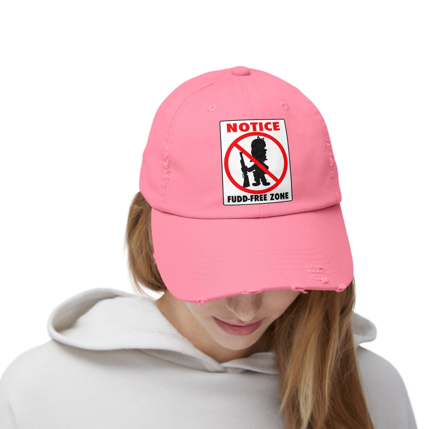 Fudd Free Zone! Unisex Distressed Cap