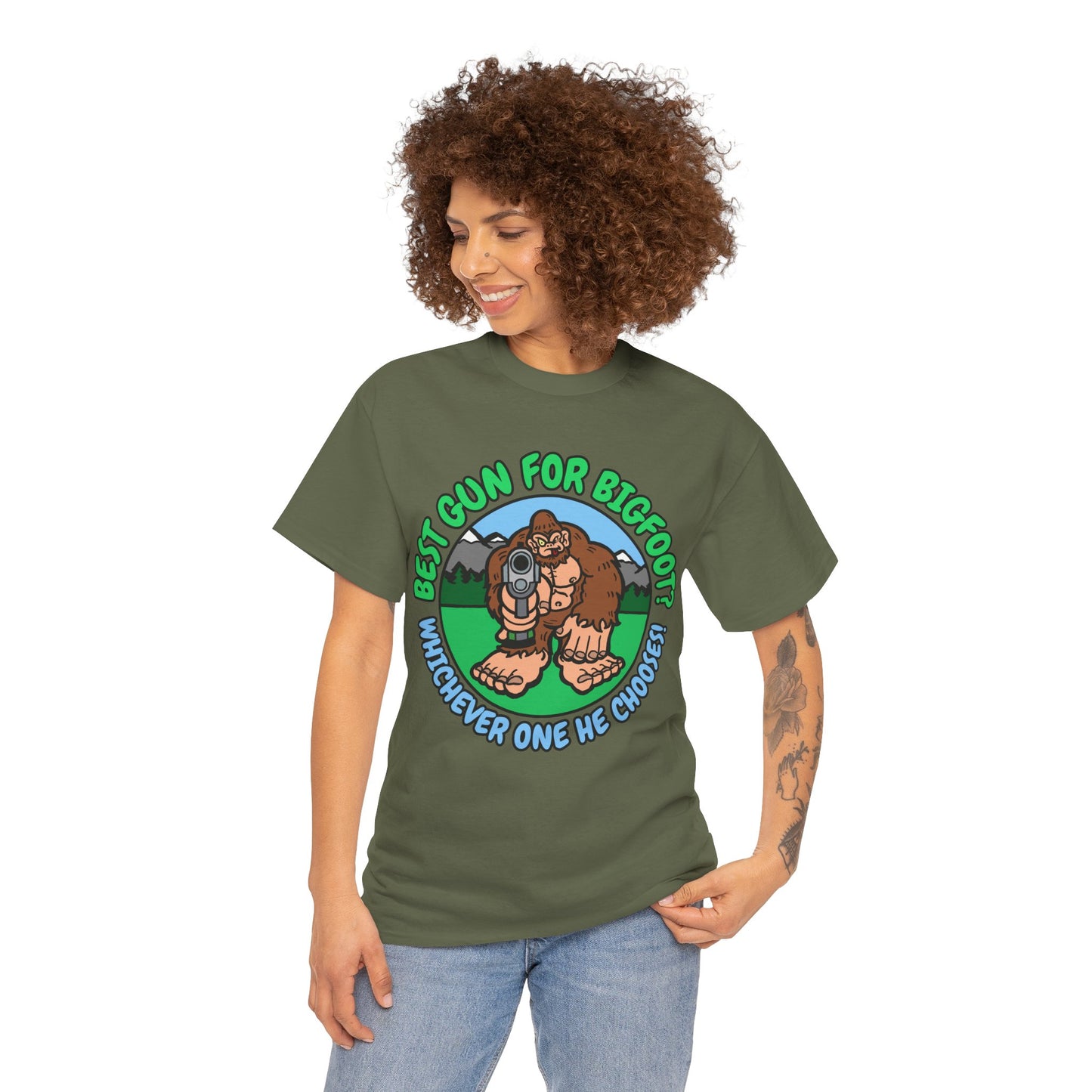 Best Gun for Bigfoot! Unisex Heavy Cotton Tee