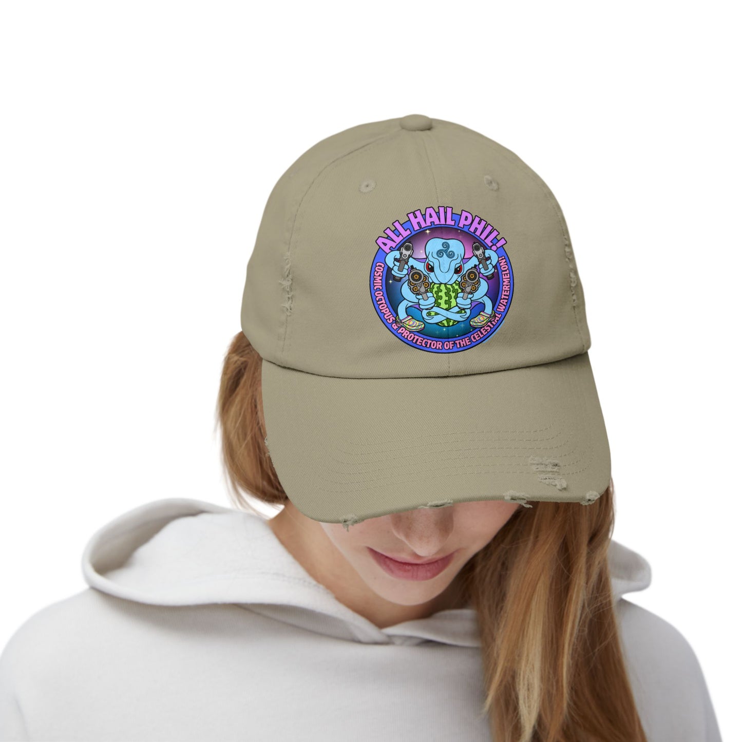 Cosmic Octopus! Unisex Distressed Cap