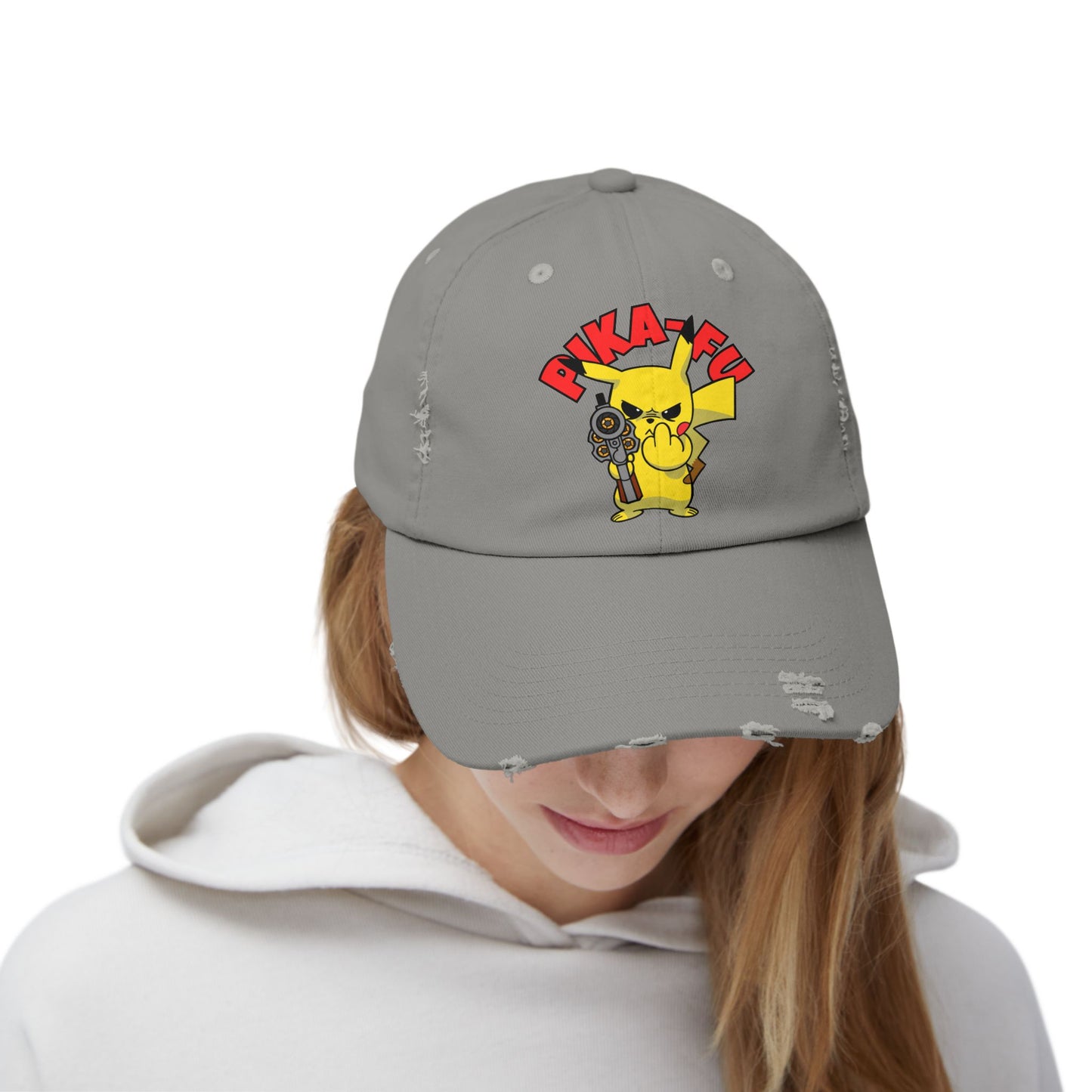 Pika-FU Unisex Distressed Cap