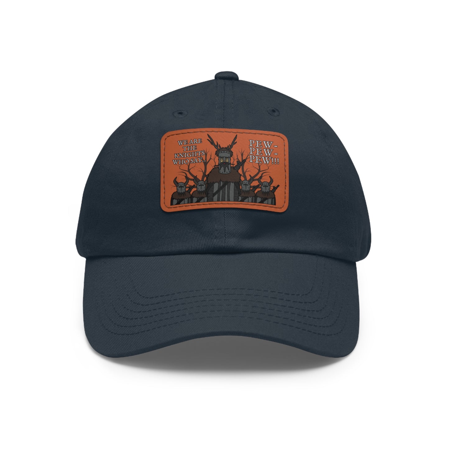 Knights of Pew! Dad Hat with Leather Patch (Rectangle)