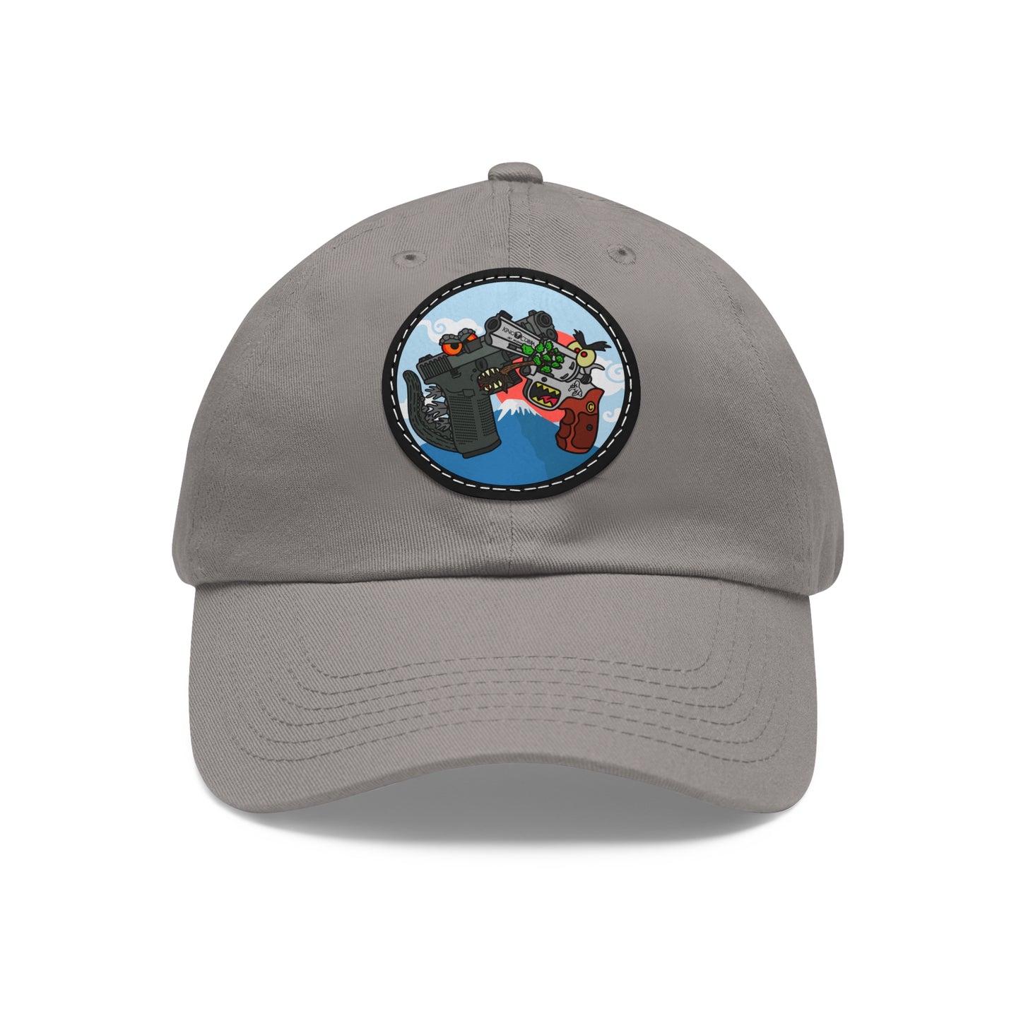 Glockzilla vs. King Cobra! Dad Hat with Leather Patch (Round)