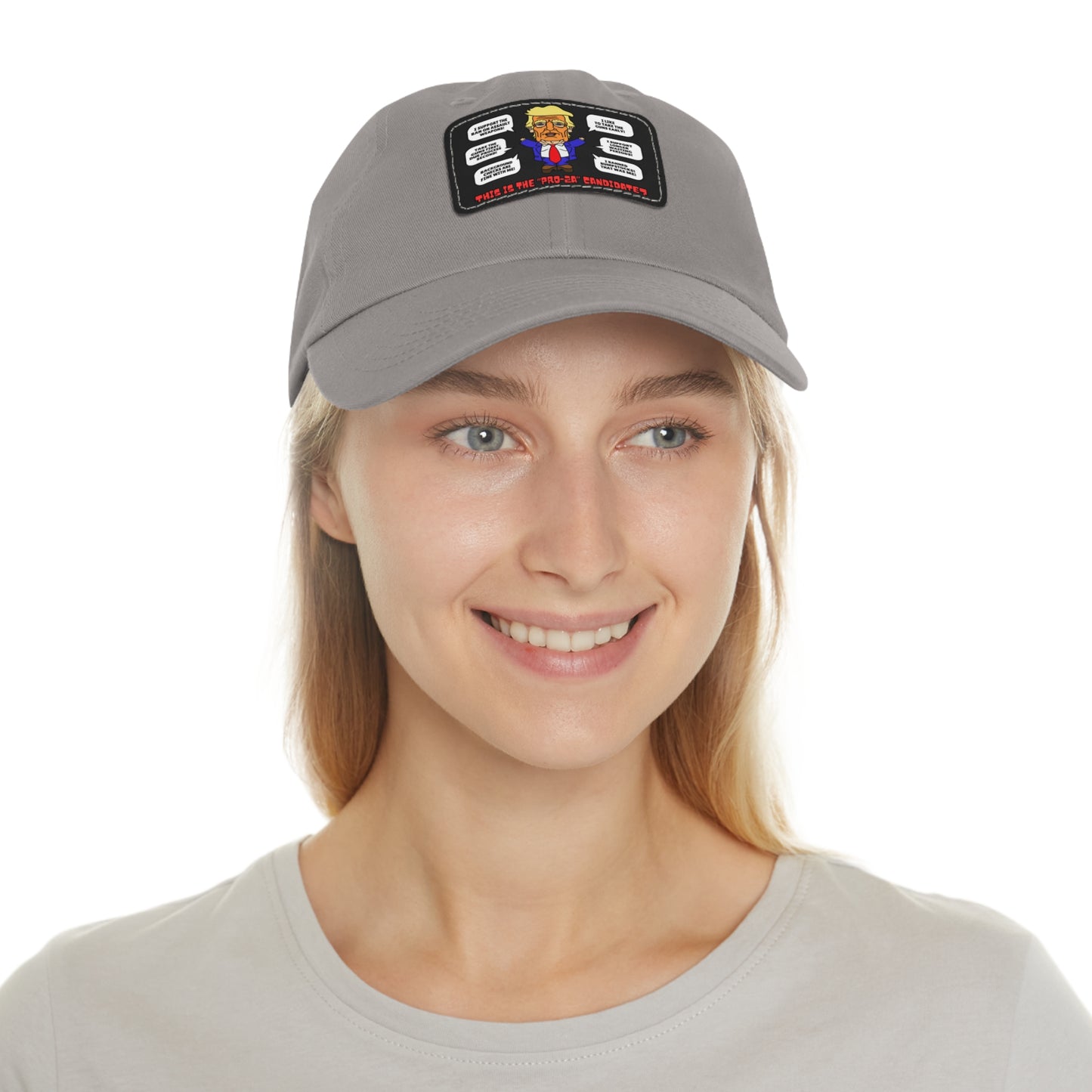 Trump on Guns! Dad Hat with Leather Patch (Rectangle)