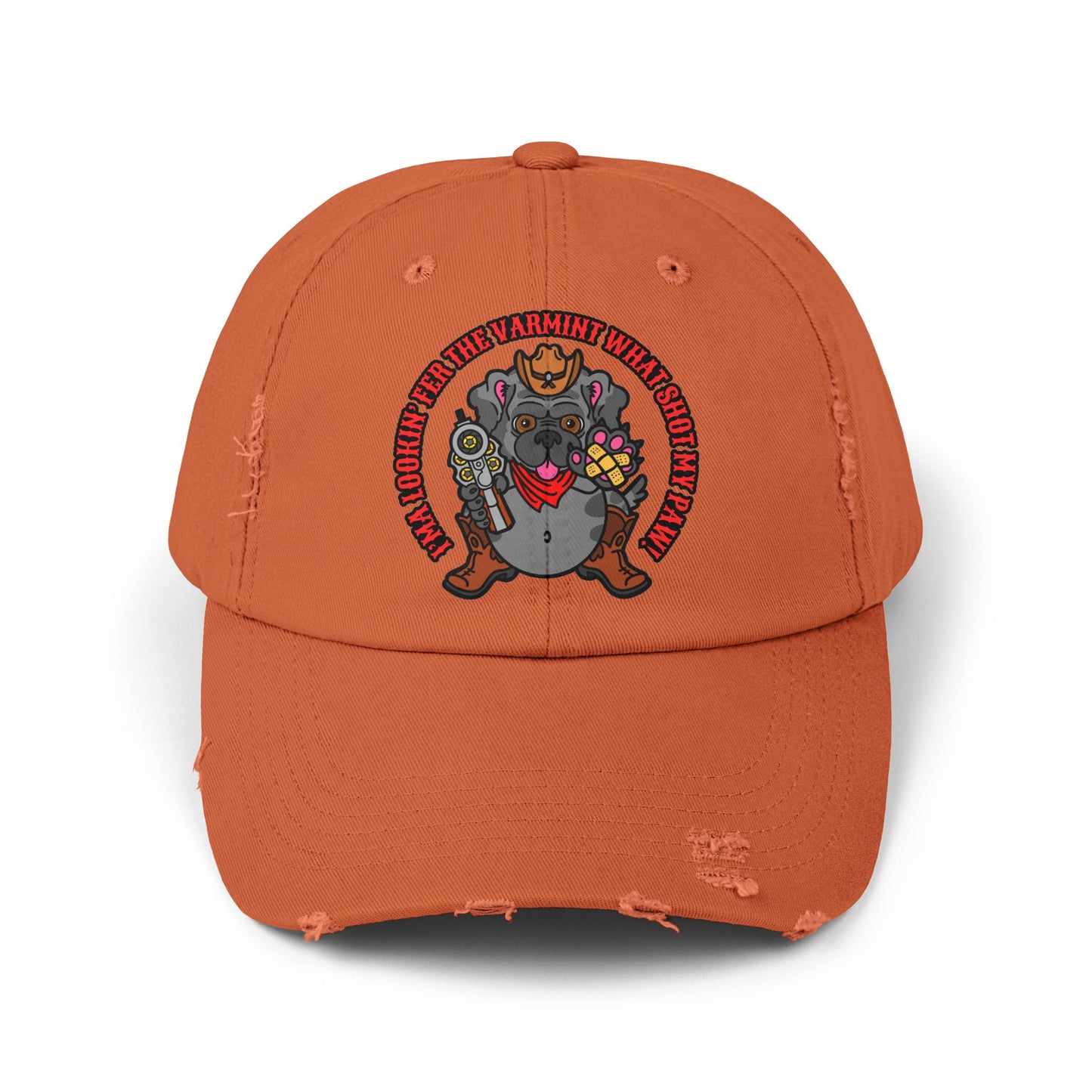 Funny Unisex Distressed Cap - Varmit What Shot my Paw!
