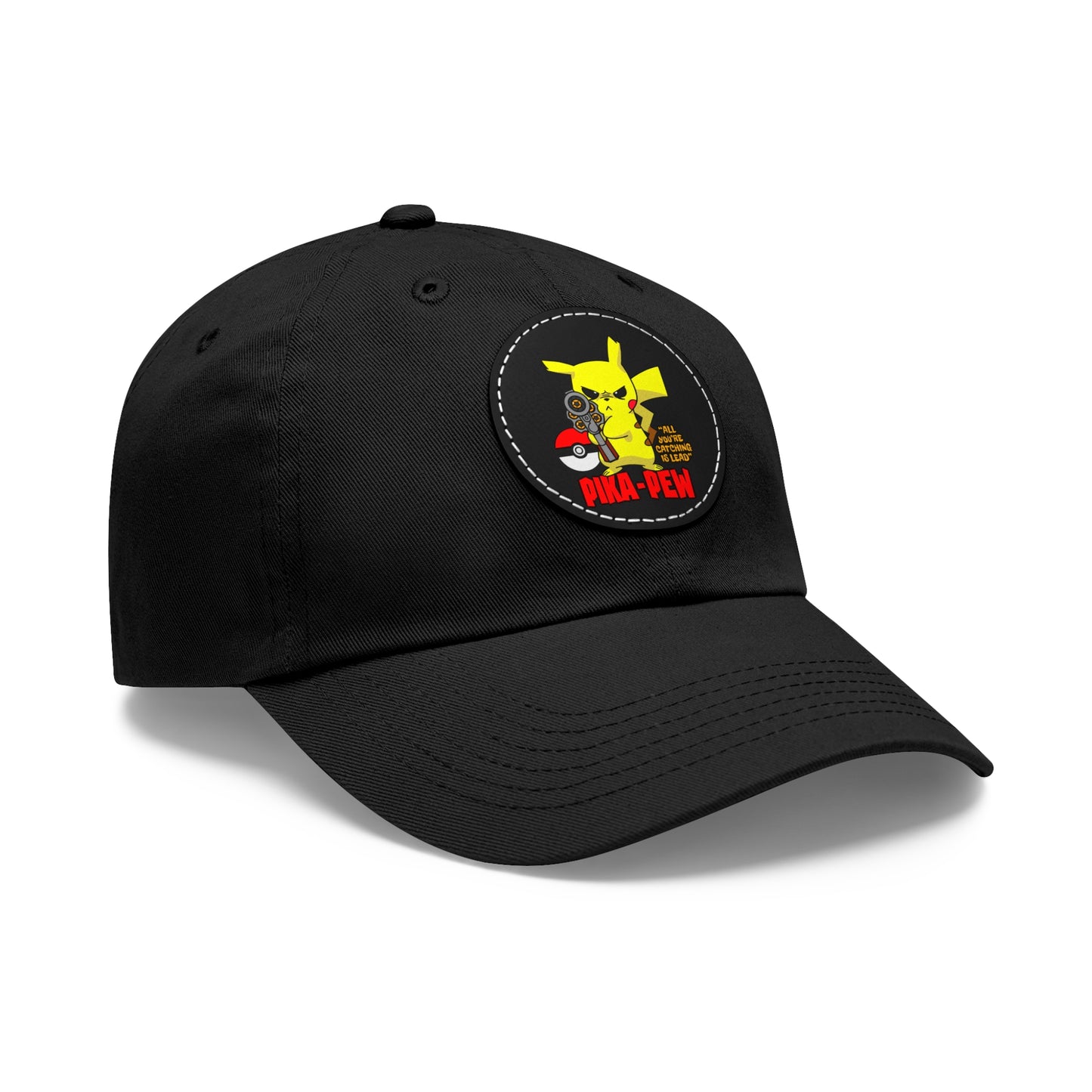 P-Pew Dad Hat with Leather Patch (Round)