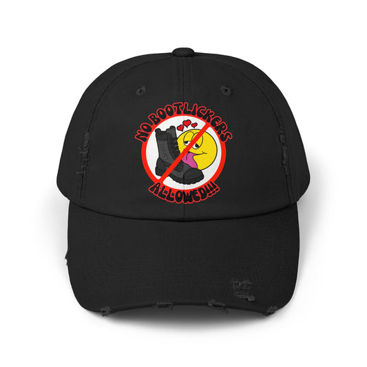 No Bootlickers Allowed! Unisex Distressed Cap