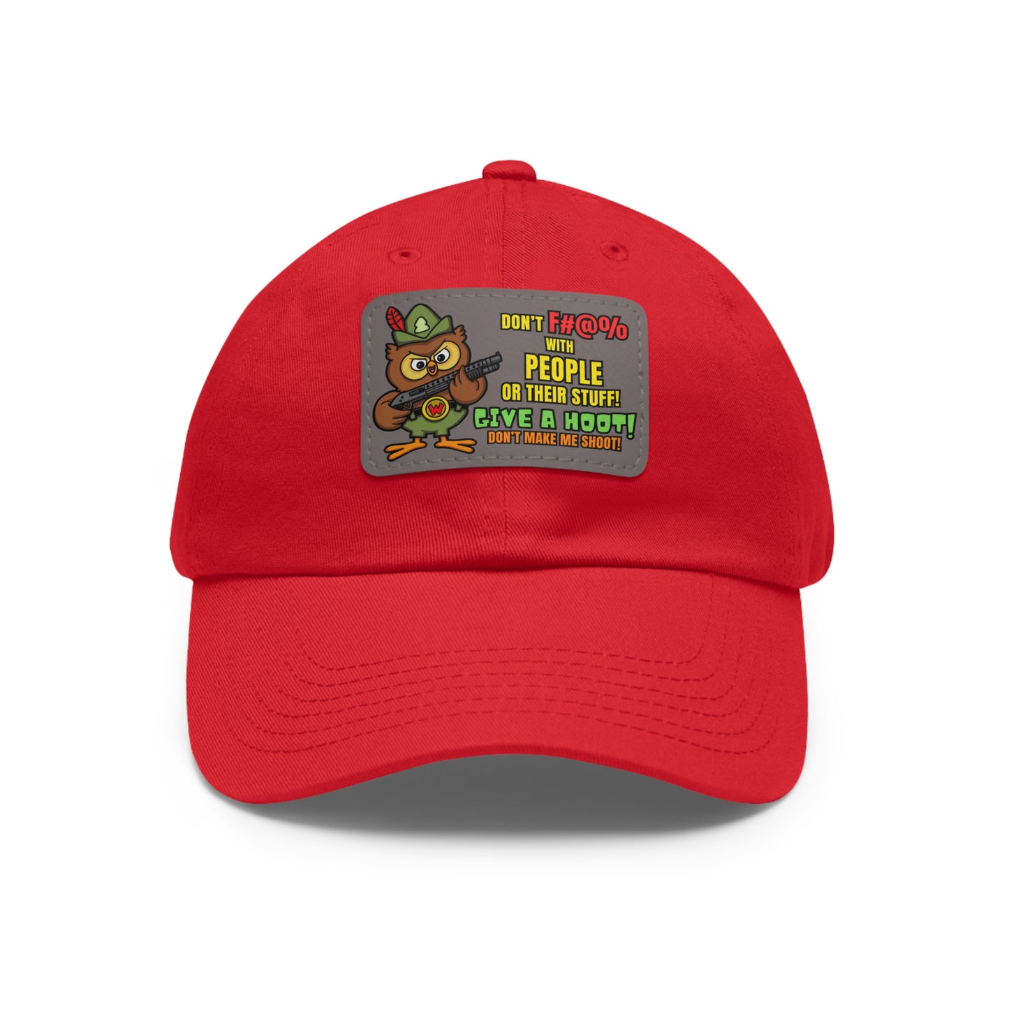 Give a Hoot! Dad Hat with Leather Patch (Rectangle)