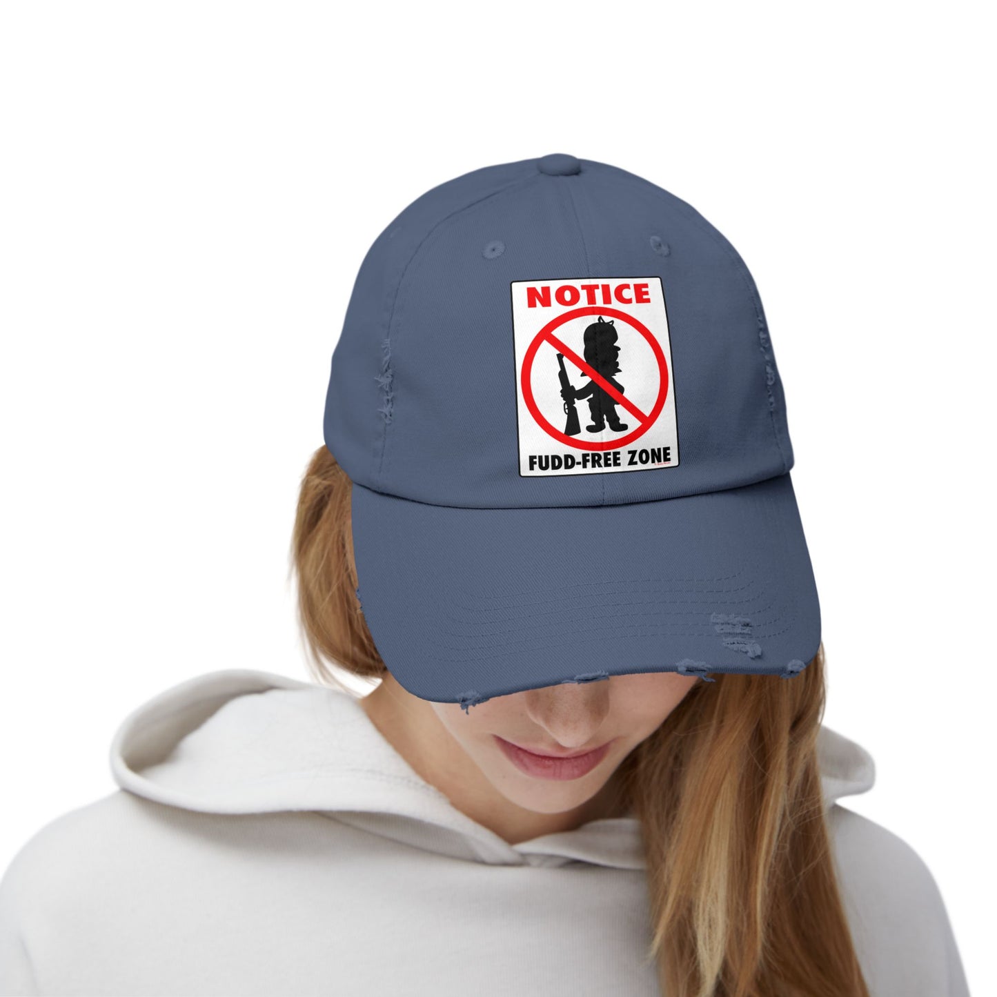 Fudd Free Zone! Unisex Distressed Cap