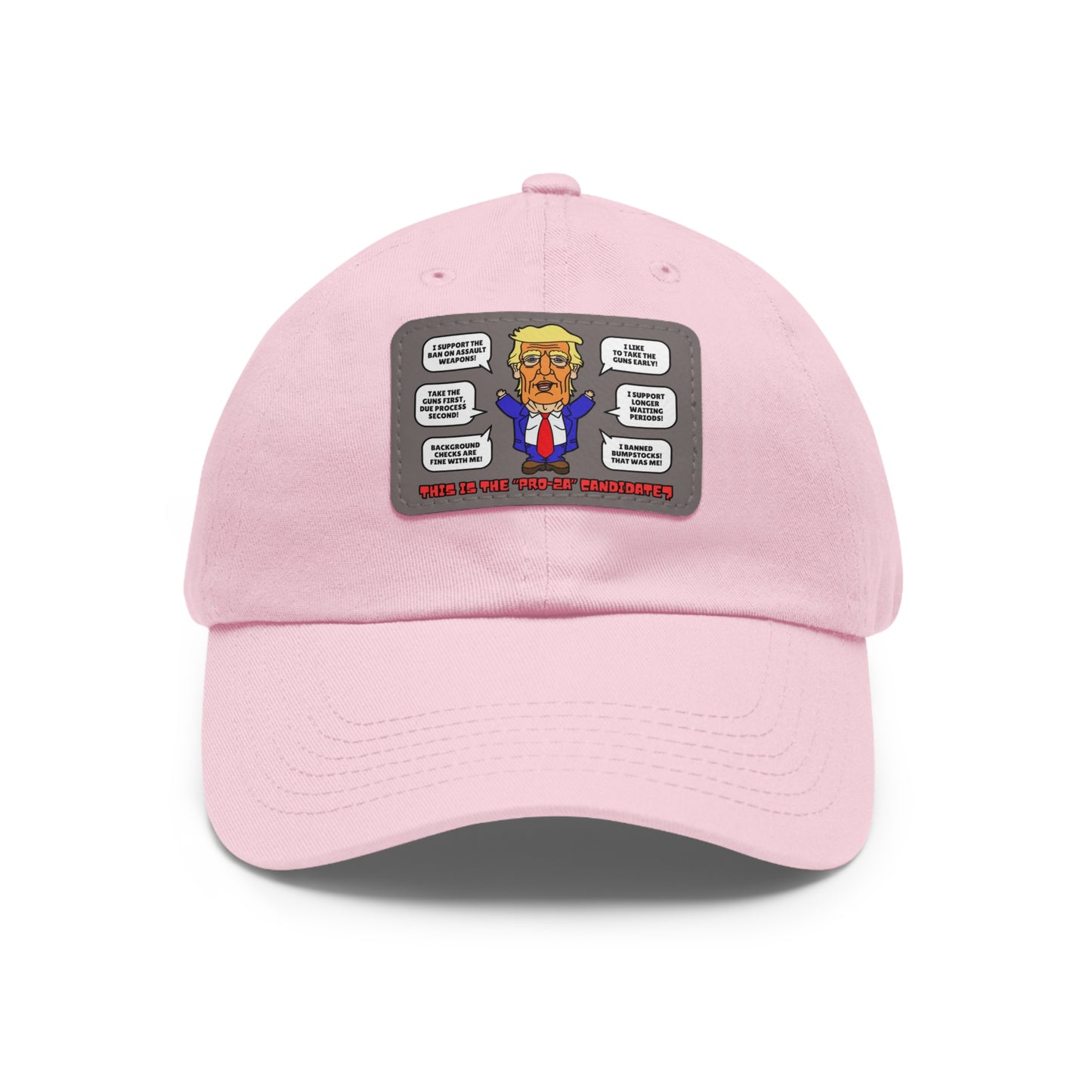 Trump on Guns! Dad Hat with Leather Patch (Rectangle)