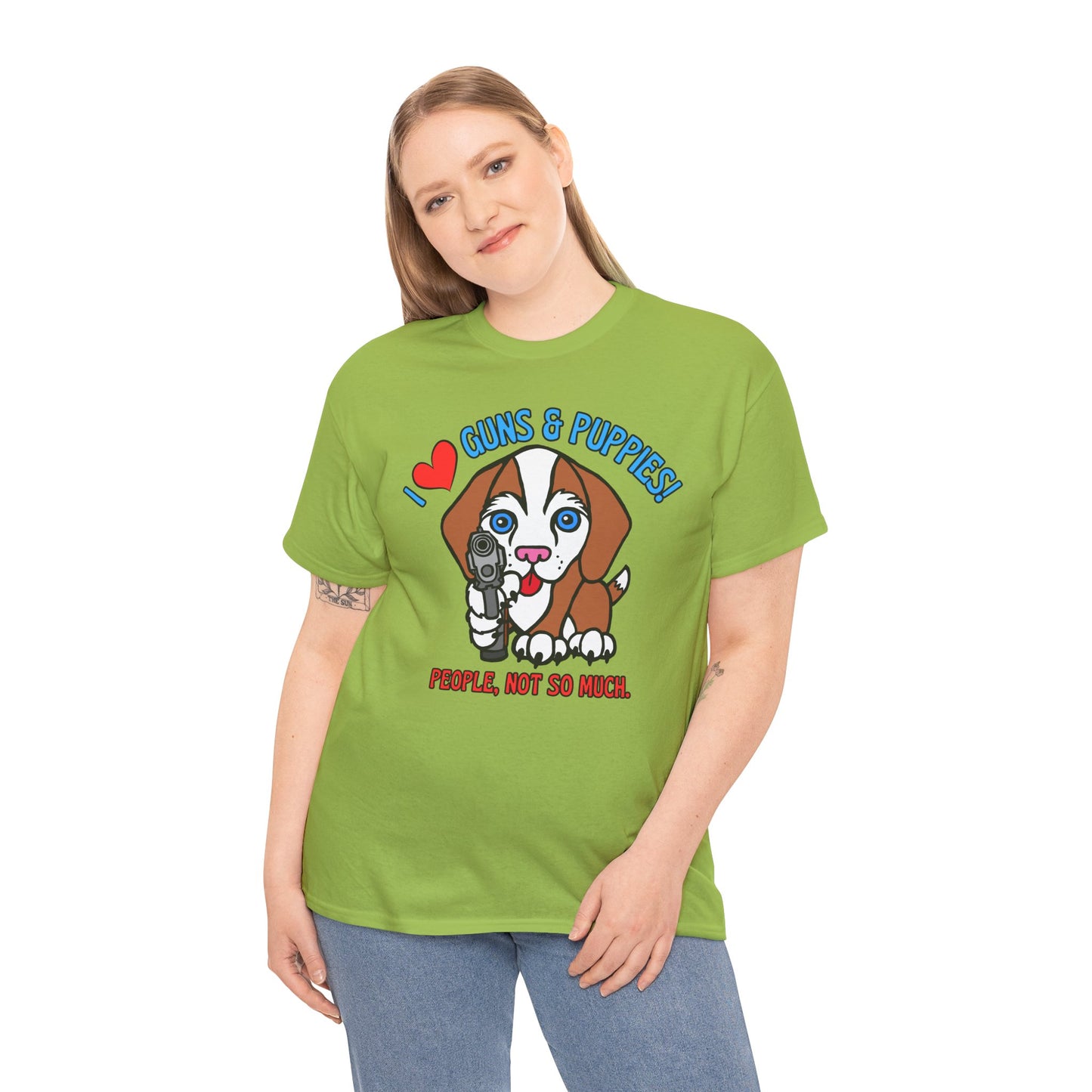 Guns & Puppies! Unisex Heavy Cotton Tee