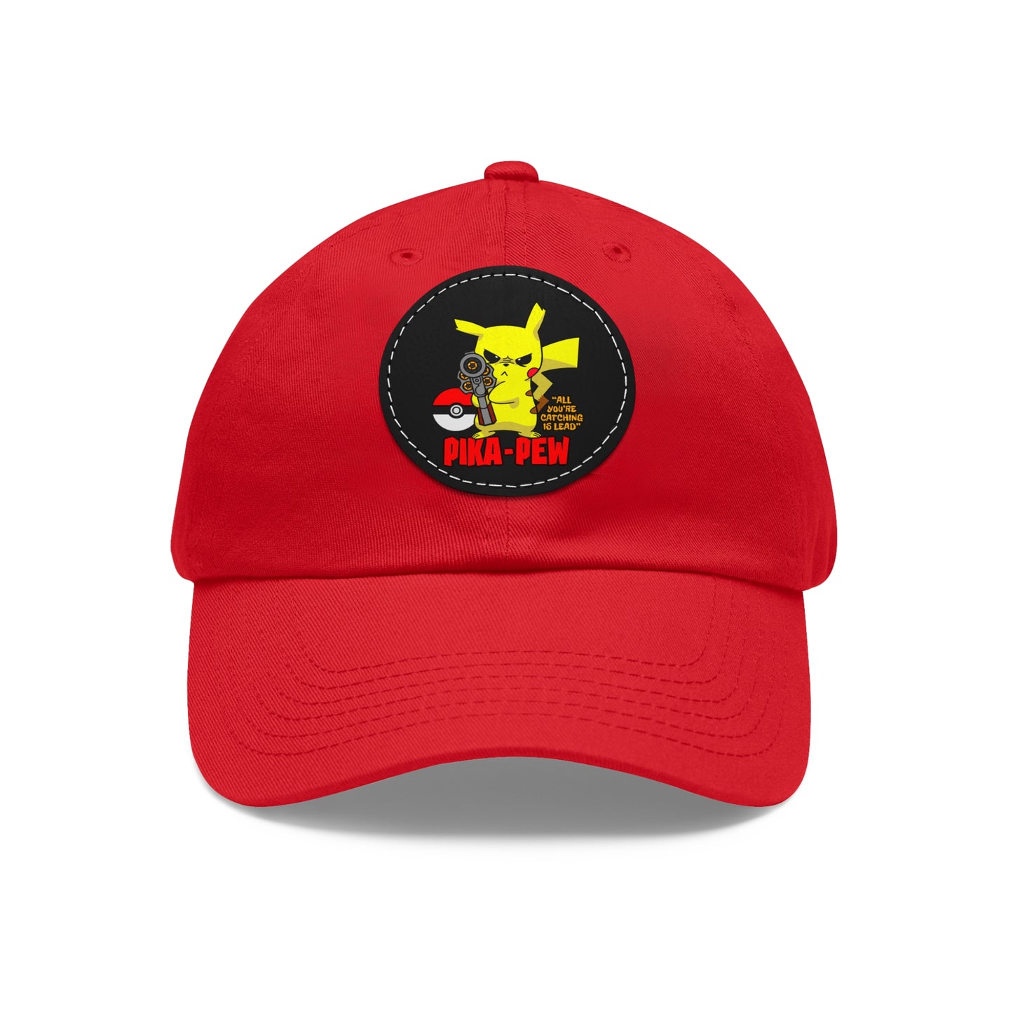 P-Pew Dad Hat with Leather Patch (Round)