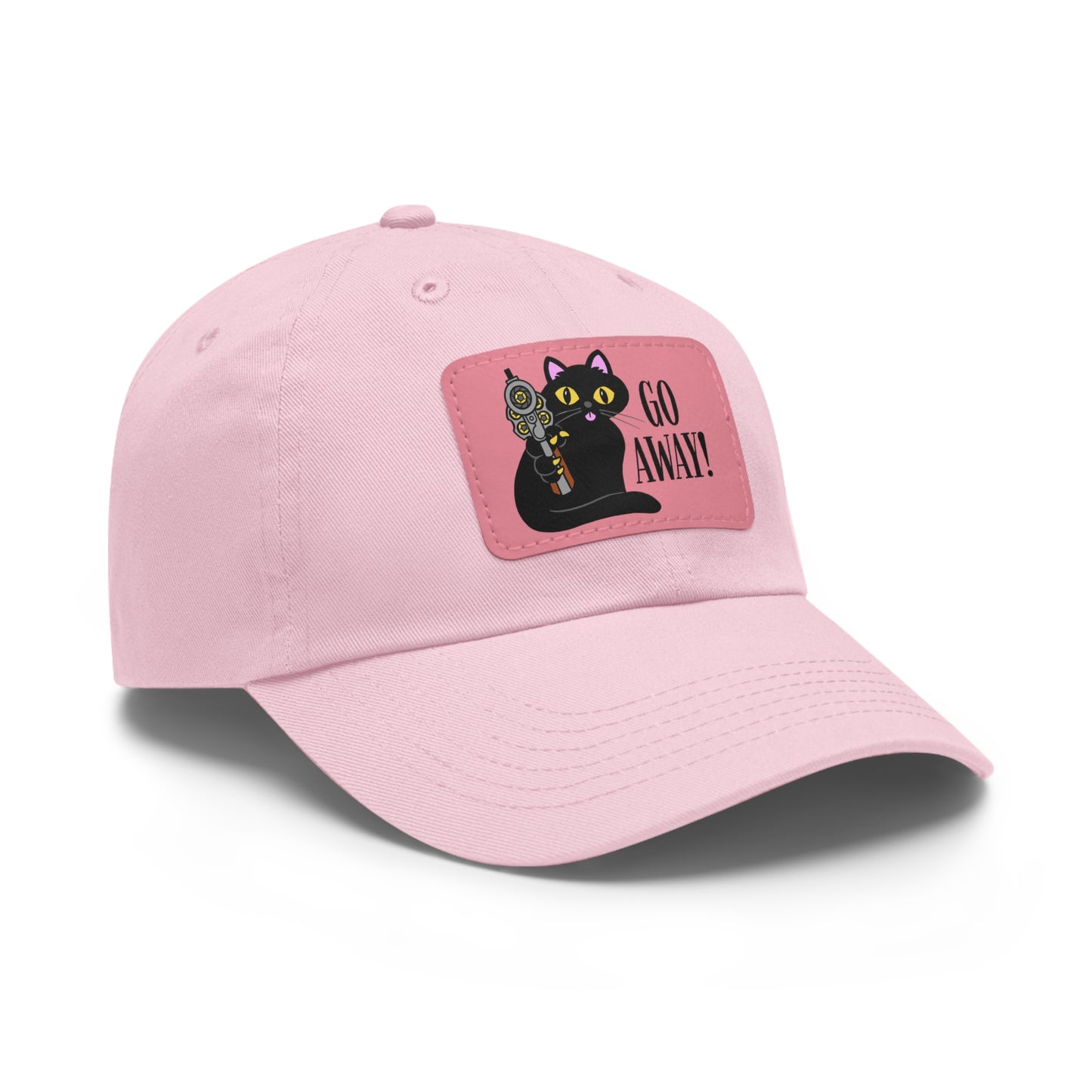 Go Away! Dad Hat with Leather Patch (Rectangle)