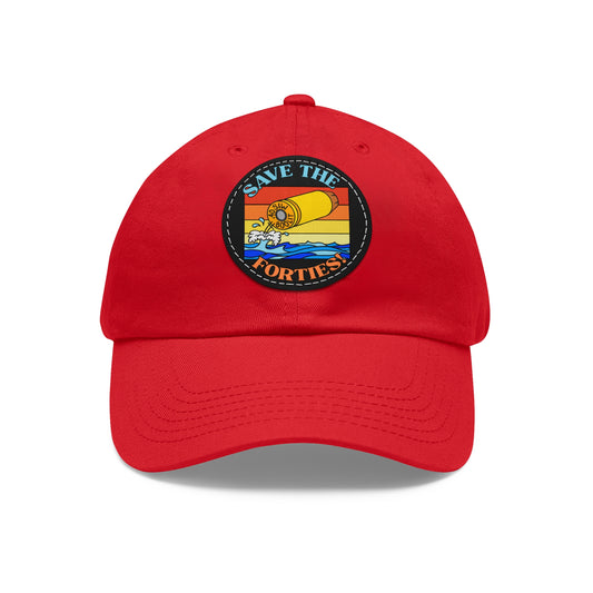Save the Forties! Dad Hat with Leather Patch (Round)