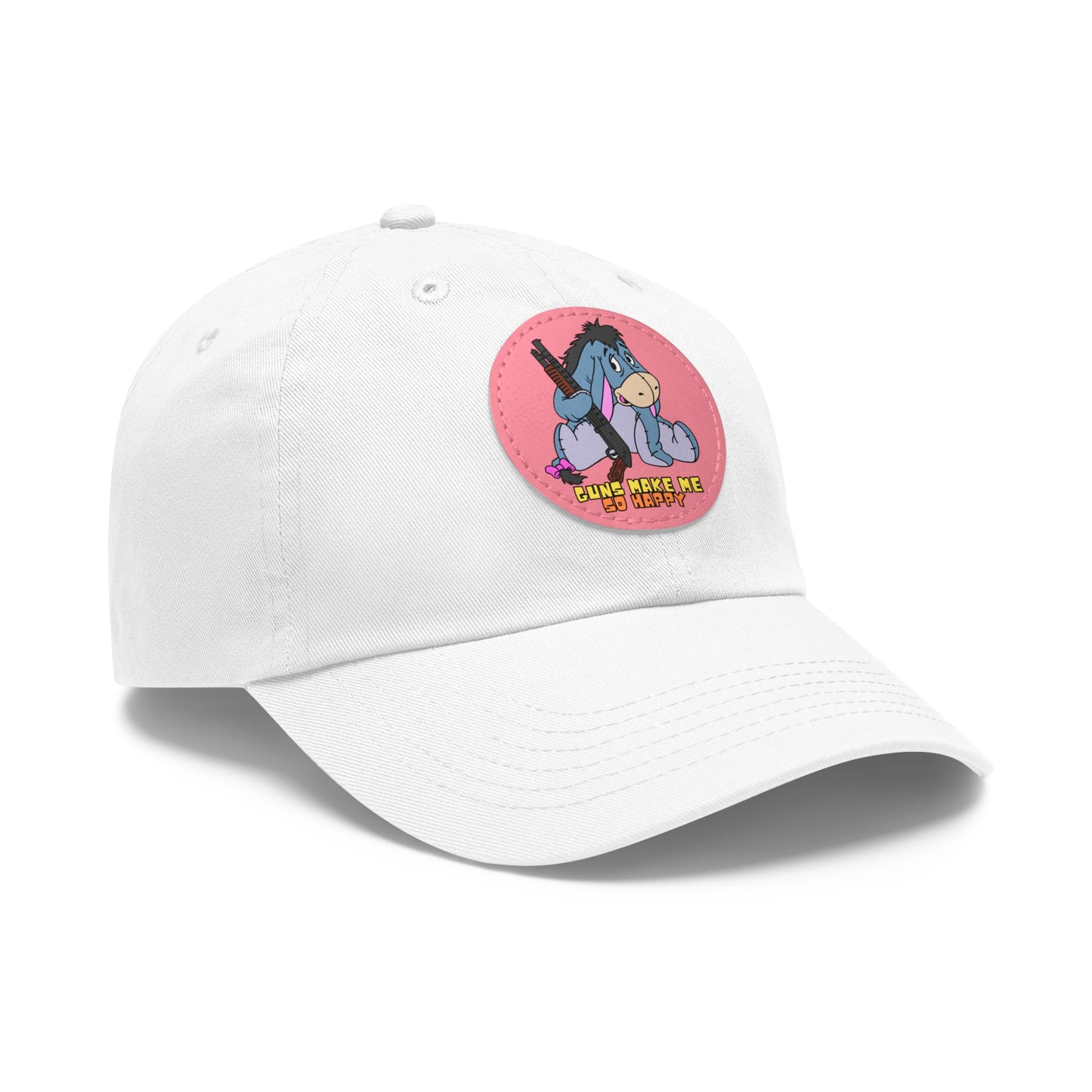 Happy Eeyore! Dad Hat with Leather Patch (Round)
