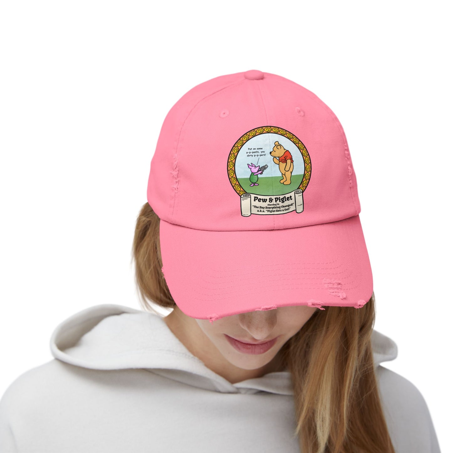 Piglet Gets a Gat! Unisex Distressed Cap
