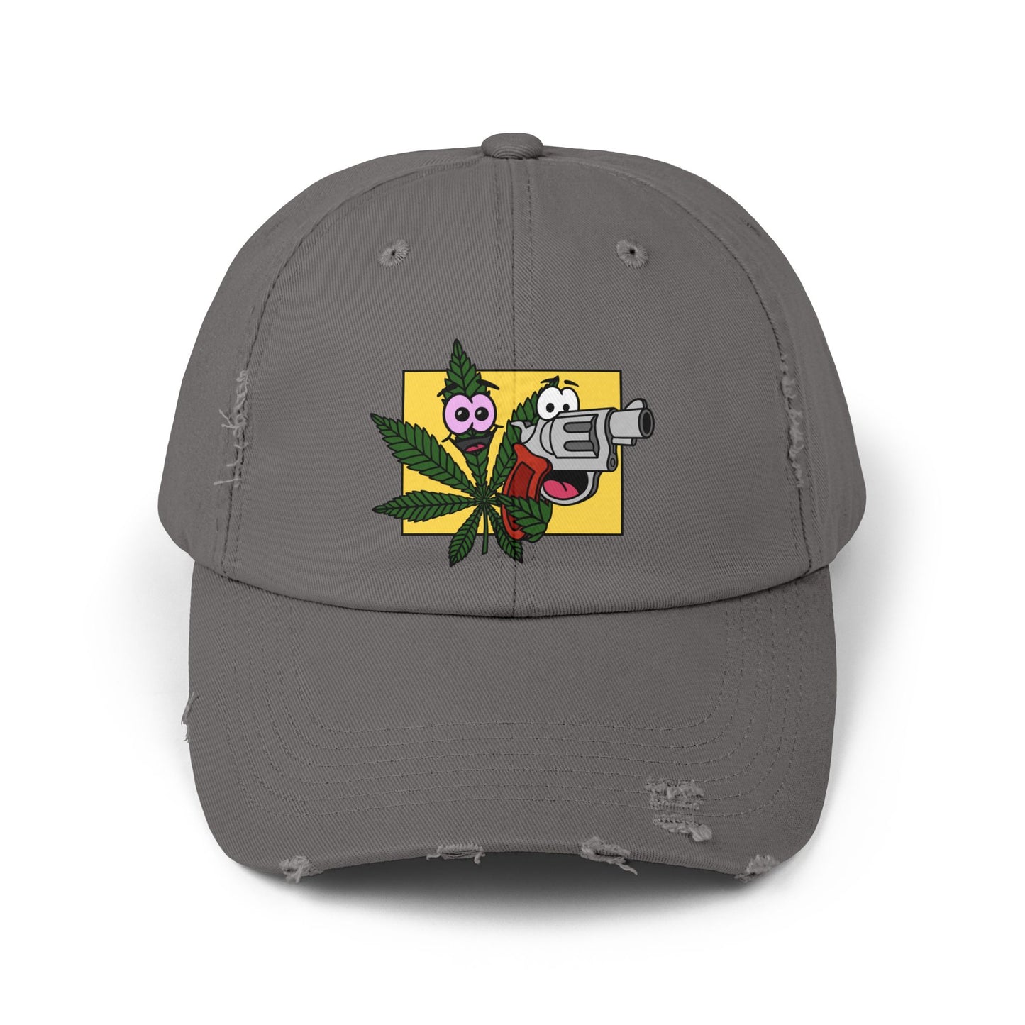 Weed & Guns! Unisex Distressed Cap