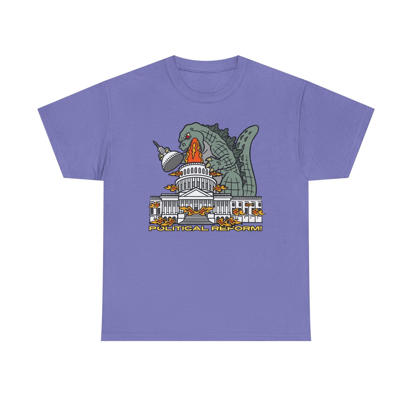 Humorous Godzilla - Political Reform! Unisex Heavy Cotton Tee