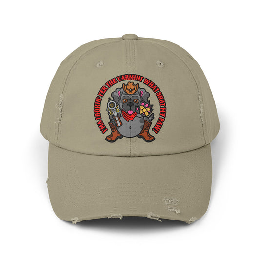 Funny Unisex Distressed Cap - Varmit What Shot my Paw!