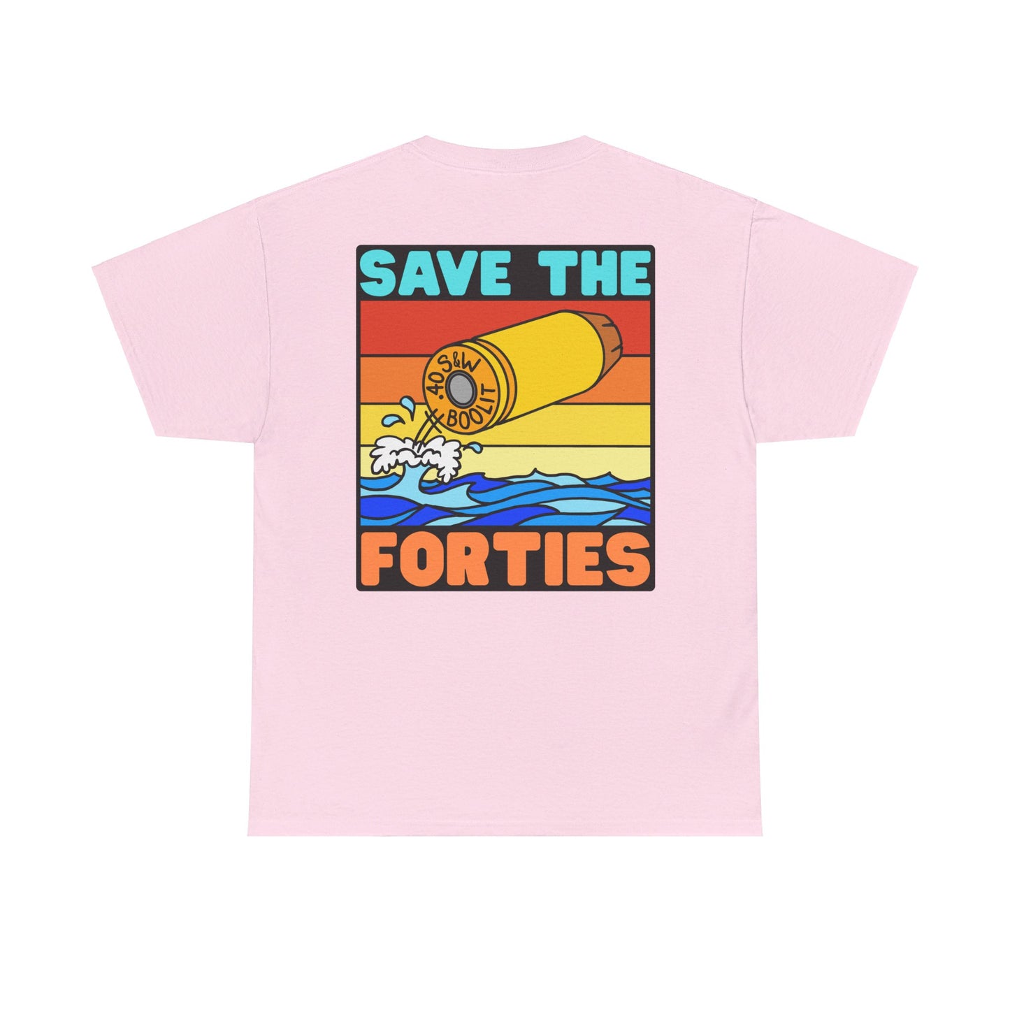 Save the Forties! (Backside Print) Unisex Heavy Cotton Tee