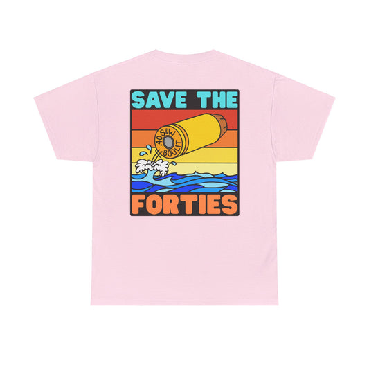 Save the Forties! (Backside Print) Unisex Heavy Cotton Tee