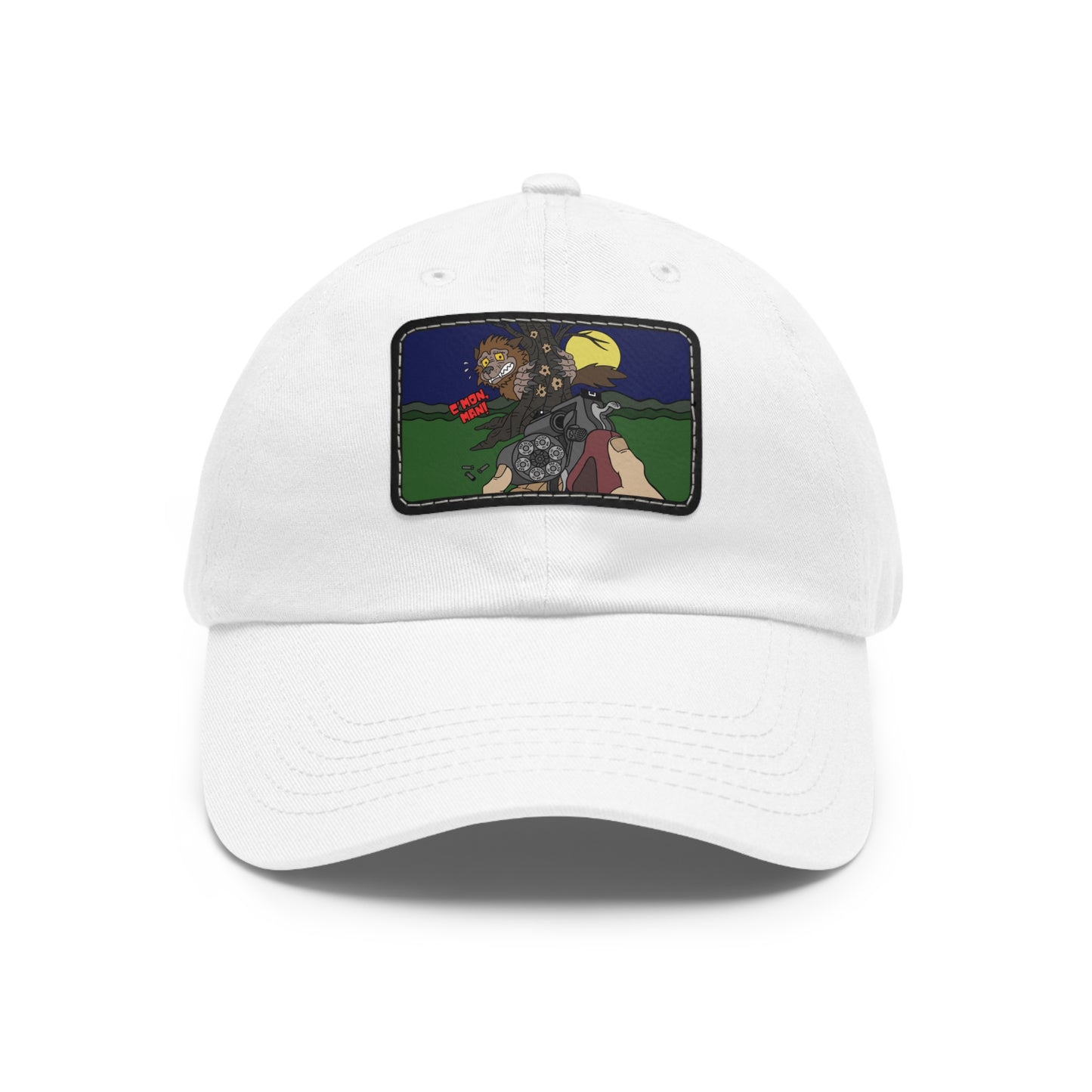 C'mon, Man! Dad Hat with Leather Patch (Rectangle)