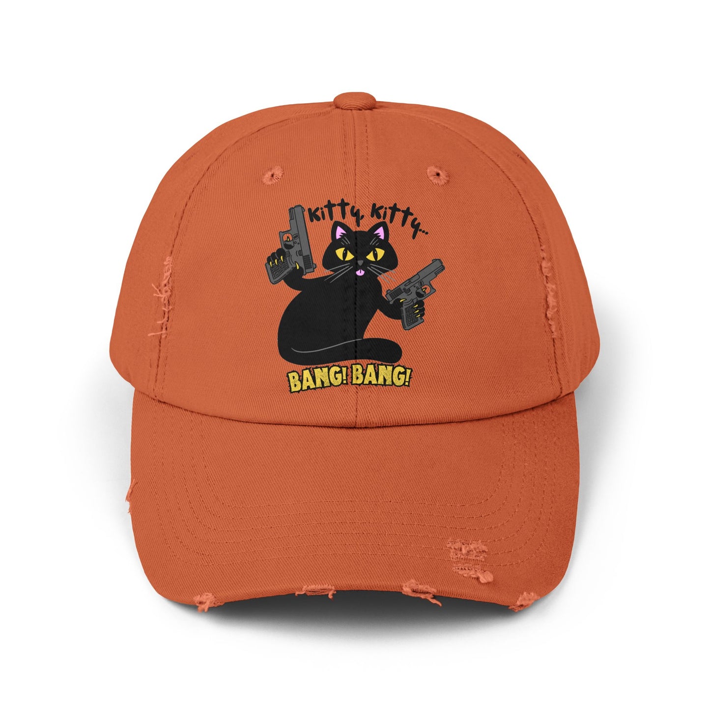 Unisex Distressed Cap - Kitty Kitty Bang Bang!