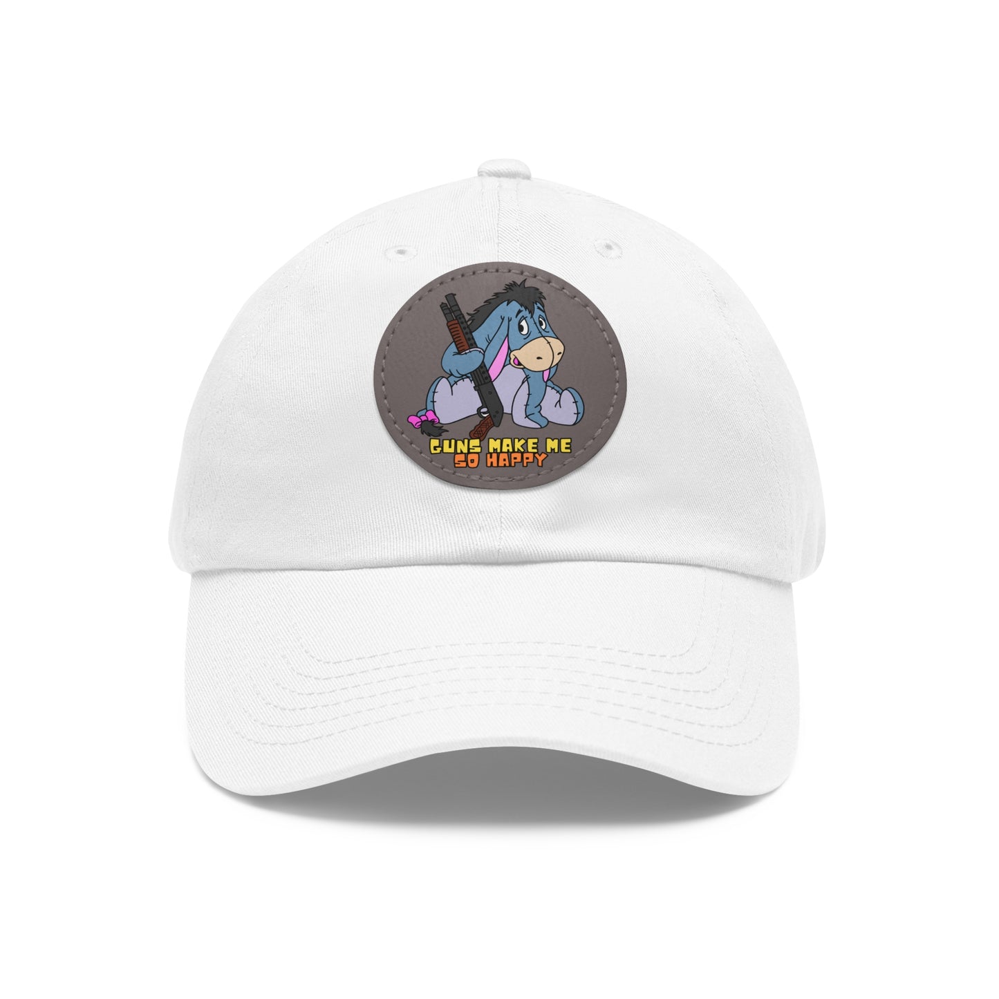 Happy Eeyore! Dad Hat with Leather Patch (Round)