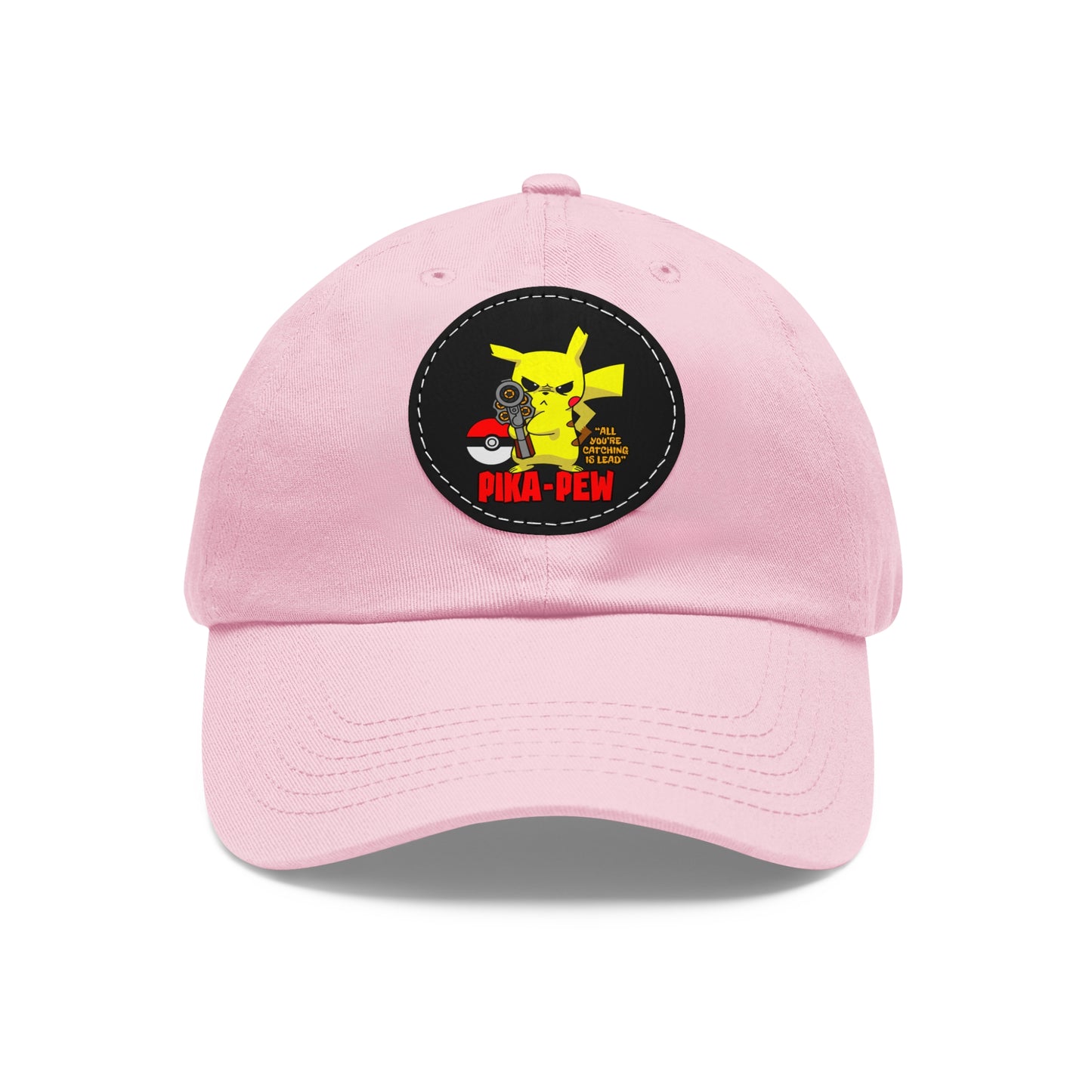 P-Pew Dad Hat with Leather Patch (Round)