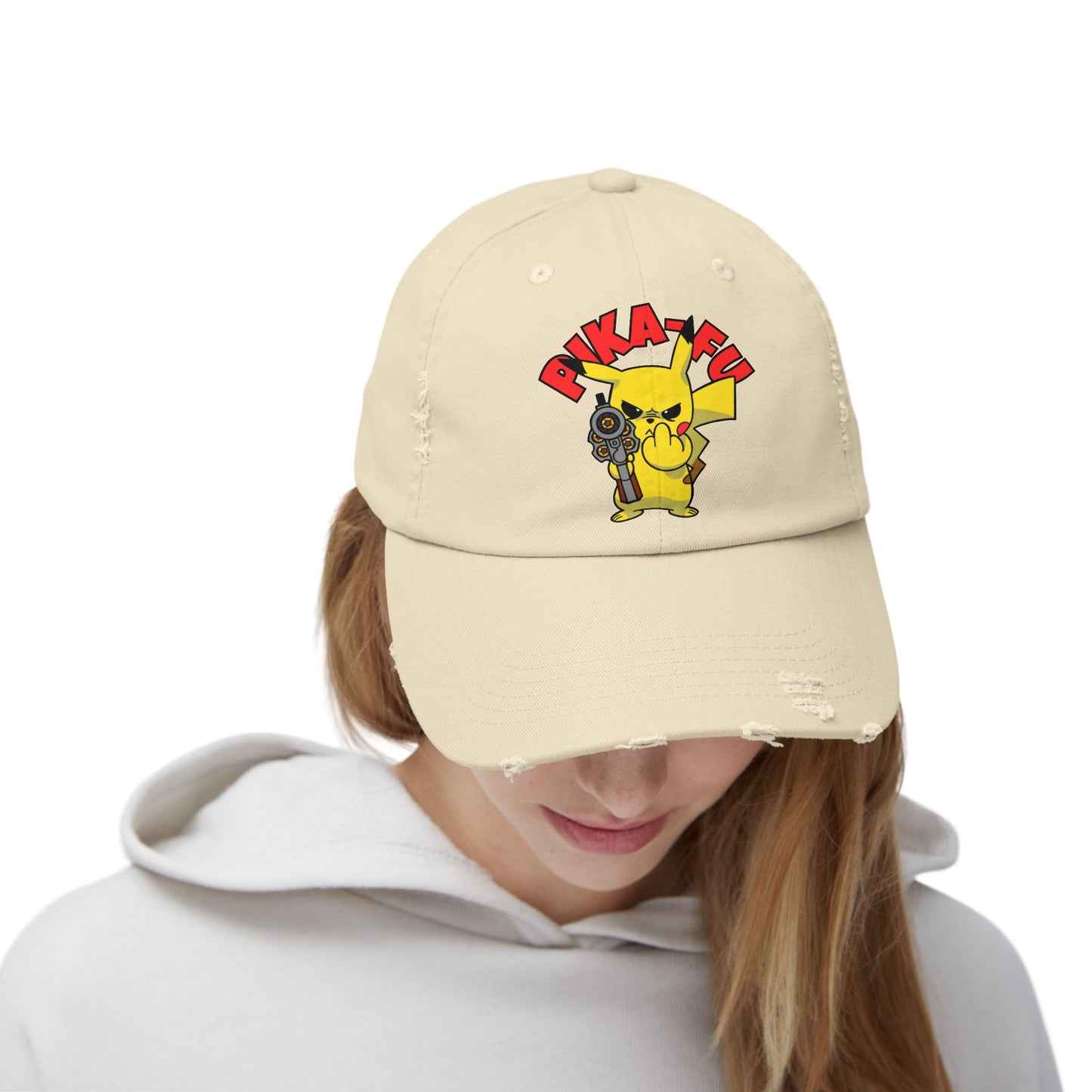 Pika-FU Unisex Distressed Cap