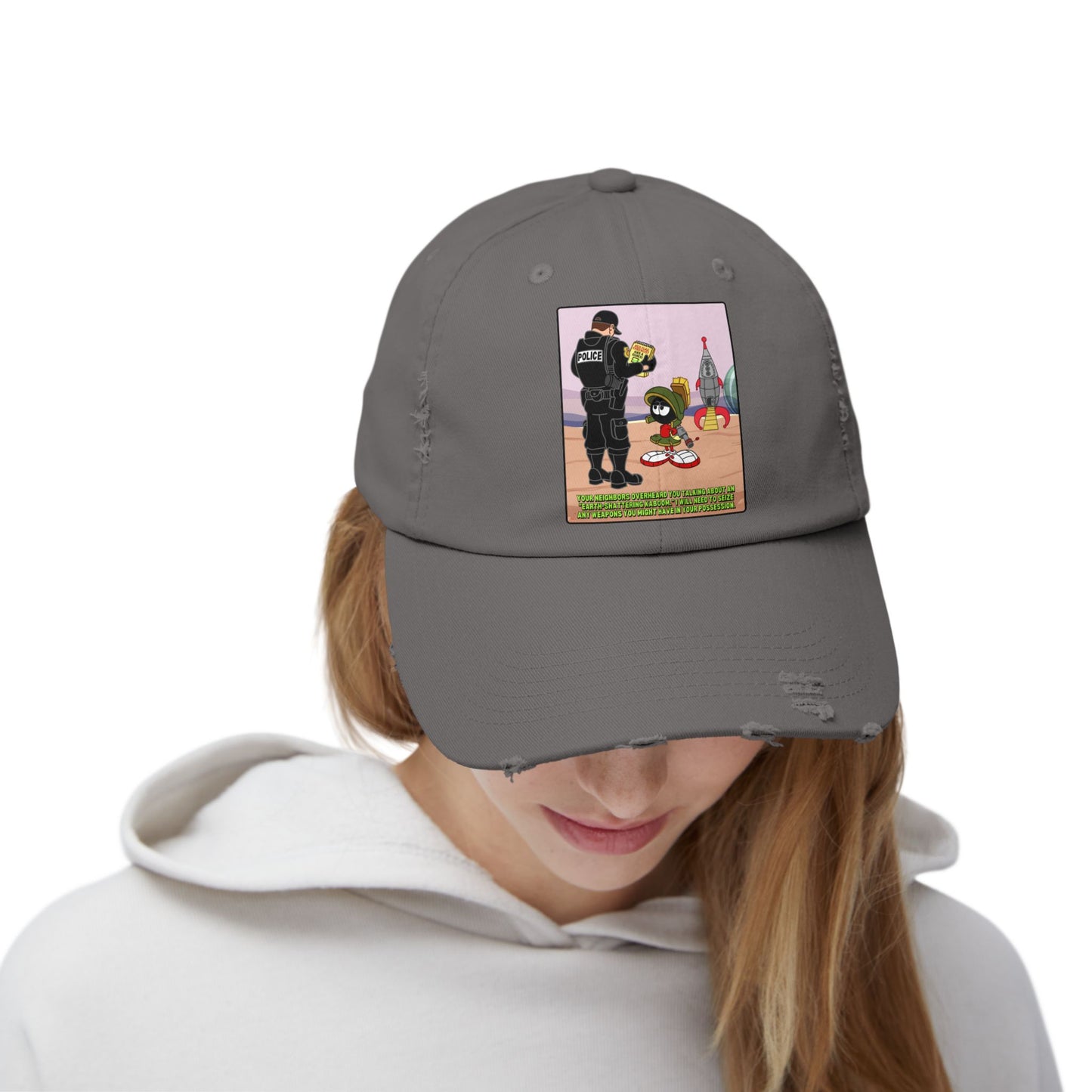 Red Flagged Martian! Unisex Distressed Cap