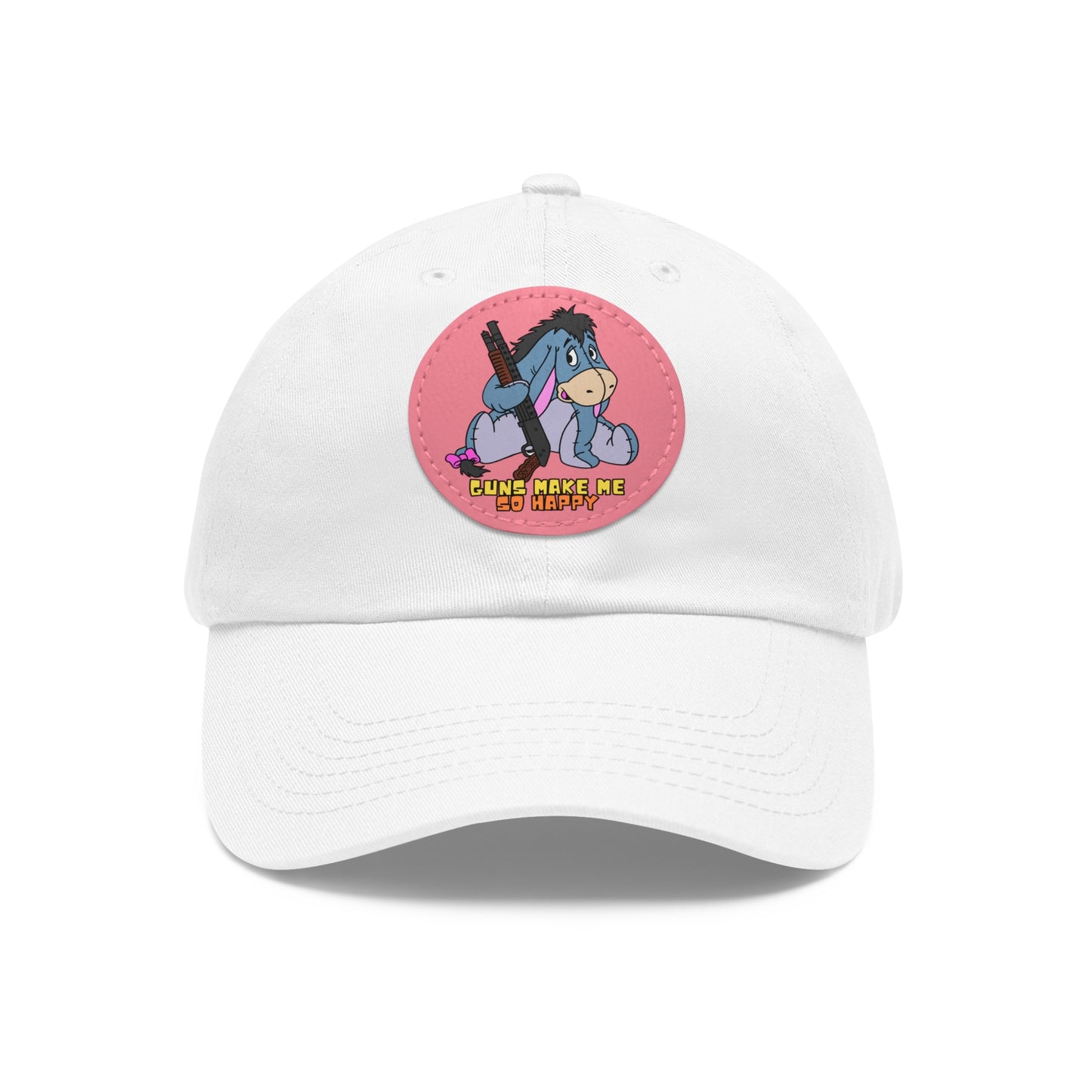 Happy Eeyore! Dad Hat with Leather Patch (Round)