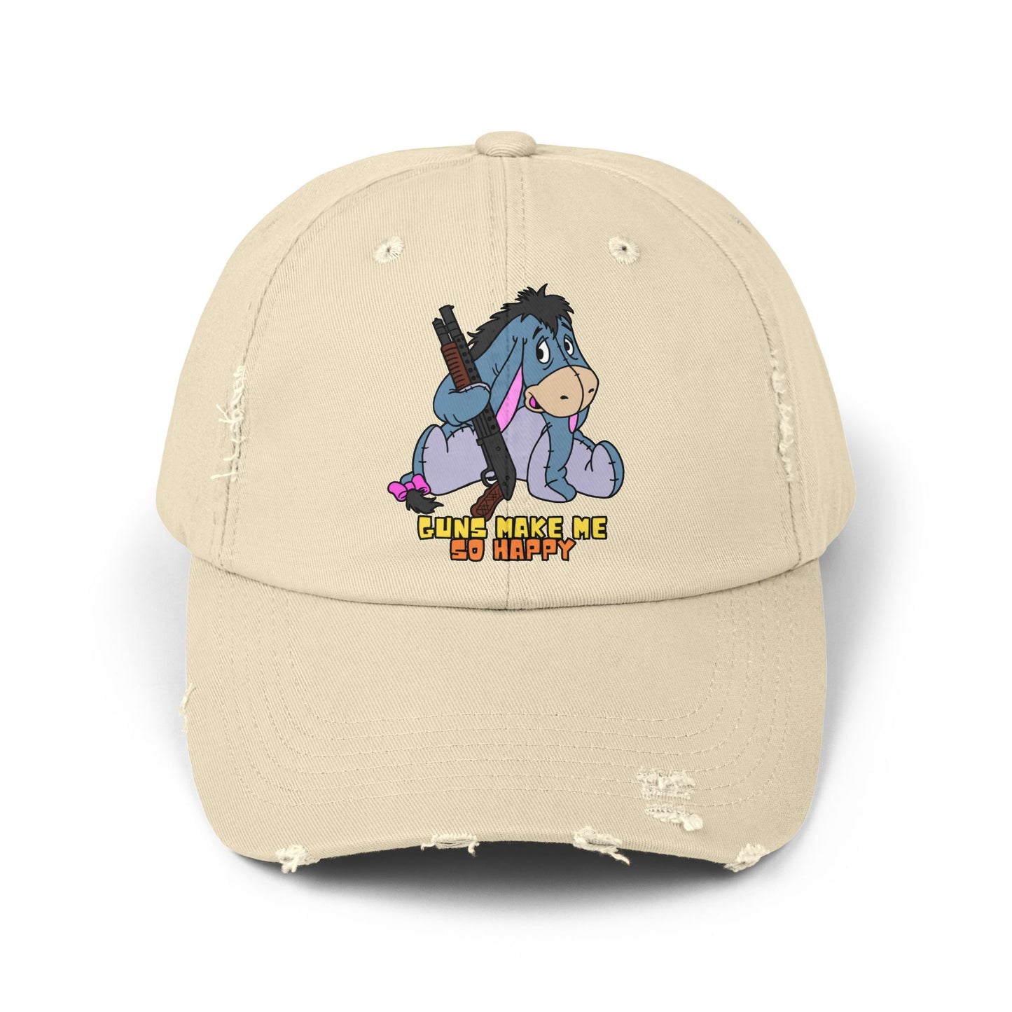Guns Make Me So Happy! Unisex Distressed Cap