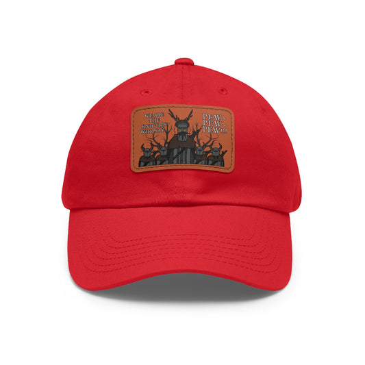 Knights of Pew! Dad Hat with Leather Patch (Rectangle)