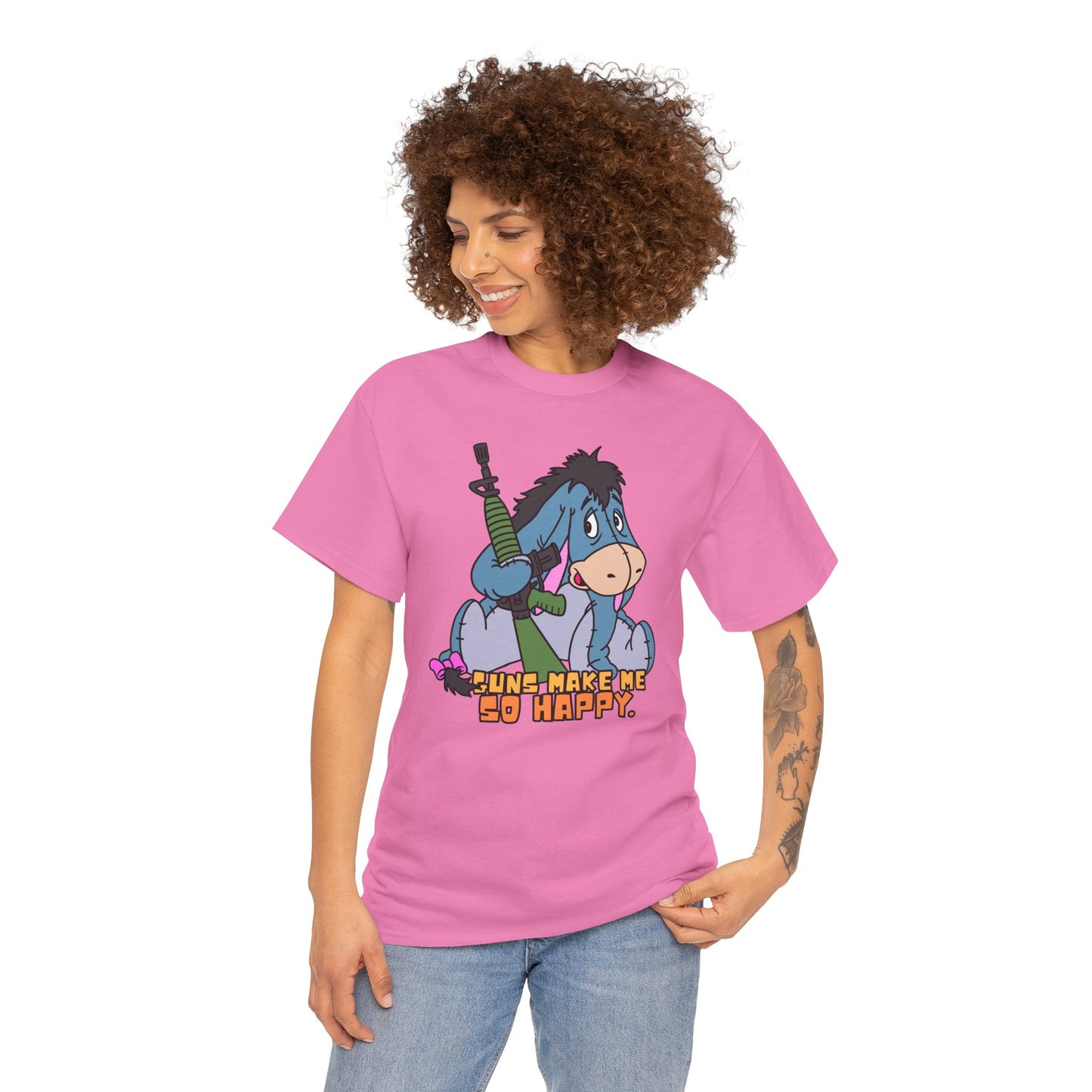 Eeyore Guns Make Me So Happy! Unisex Heavy Cotton Tee