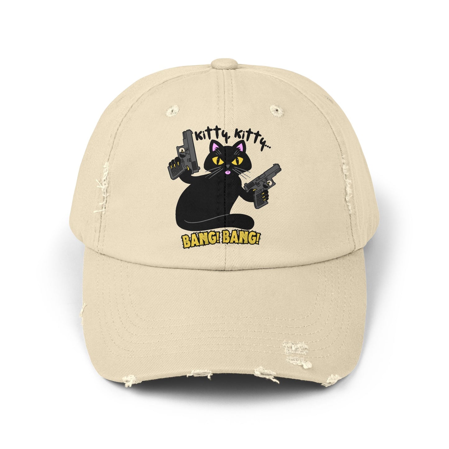 Unisex Distressed Cap - Kitty Kitty Bang Bang!