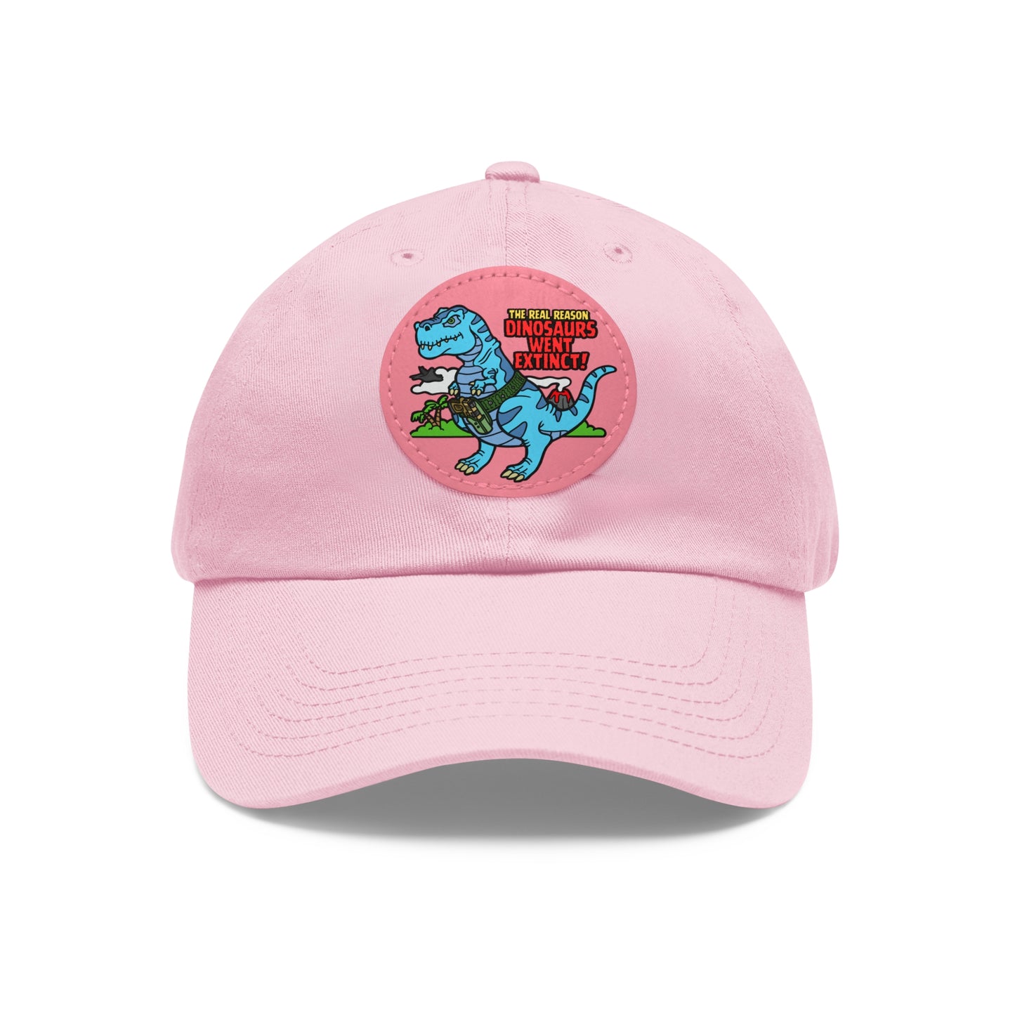Why Dinosaurs Went Extinct! Dad Hat with Leather Patch (Round)
