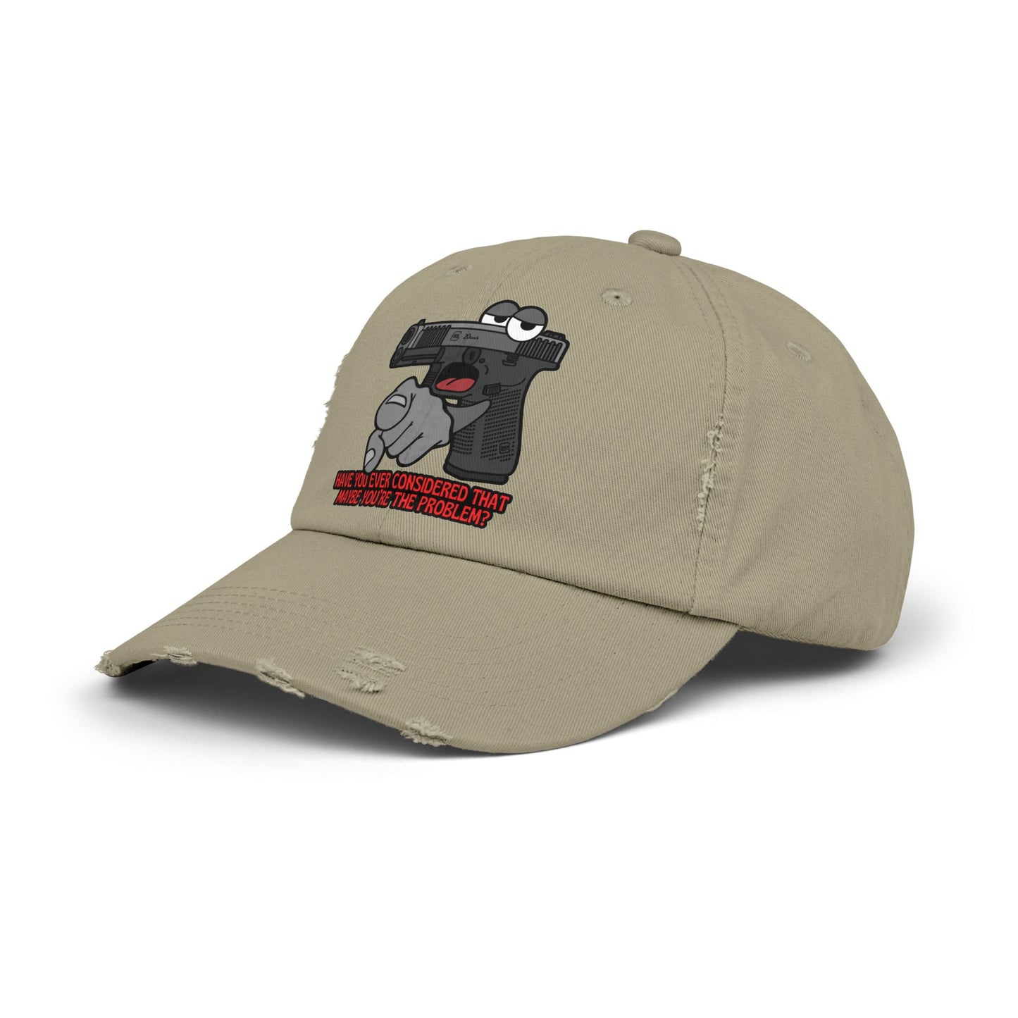 Glock "Maybe You're the Problem!" Unisex Distressed Cap - Fun Statement Hat with Gun Graphic - Perfect for Casual Outings and Gift Giving